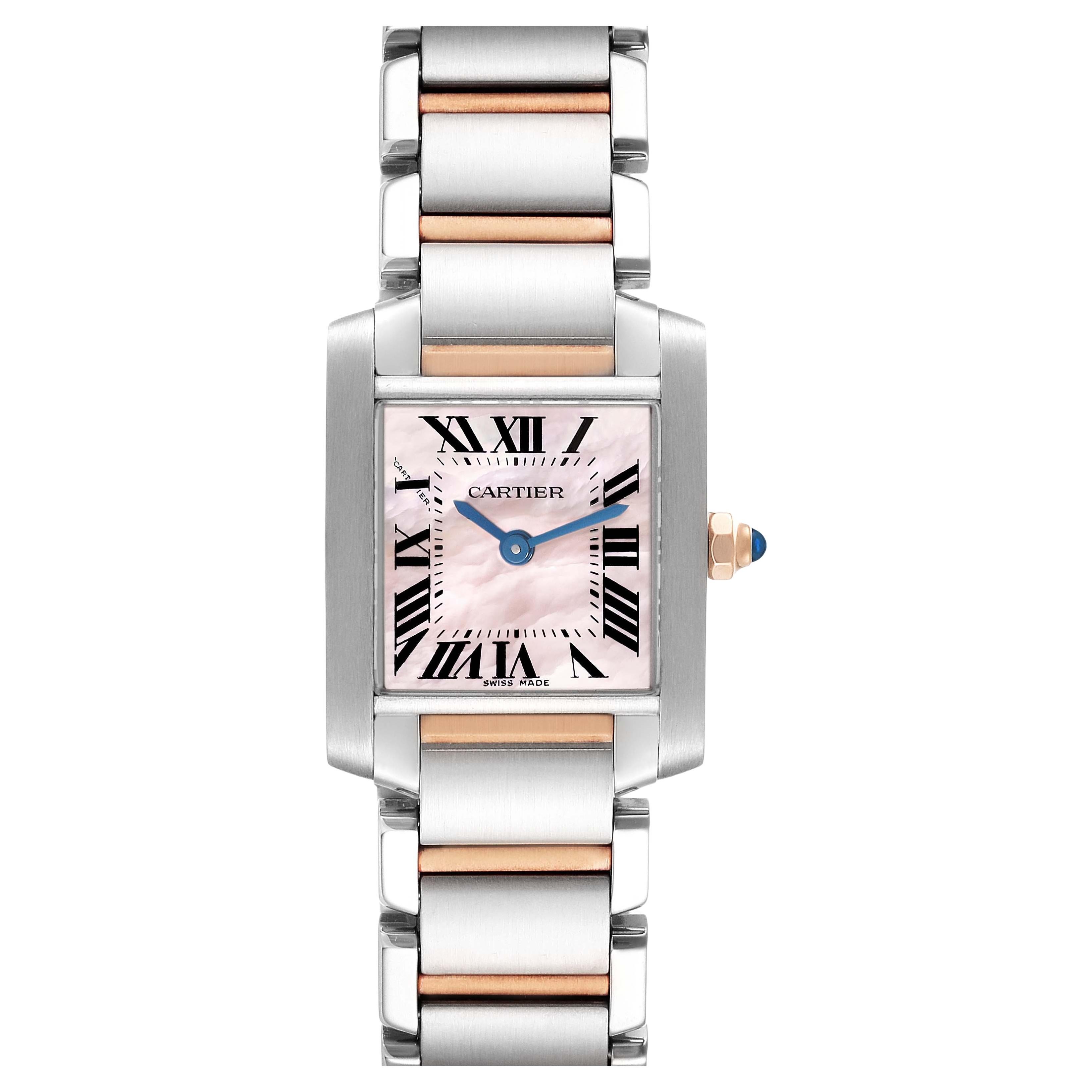 Cartier Tank Francaise W51027Q4 MOP Two-Tone Rose Gold Ladies Watch Box ...