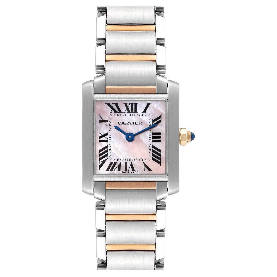 Cartier Tank Francaise Steel Rose Gold MOP Dial Watch W51027Q4 For Sale
