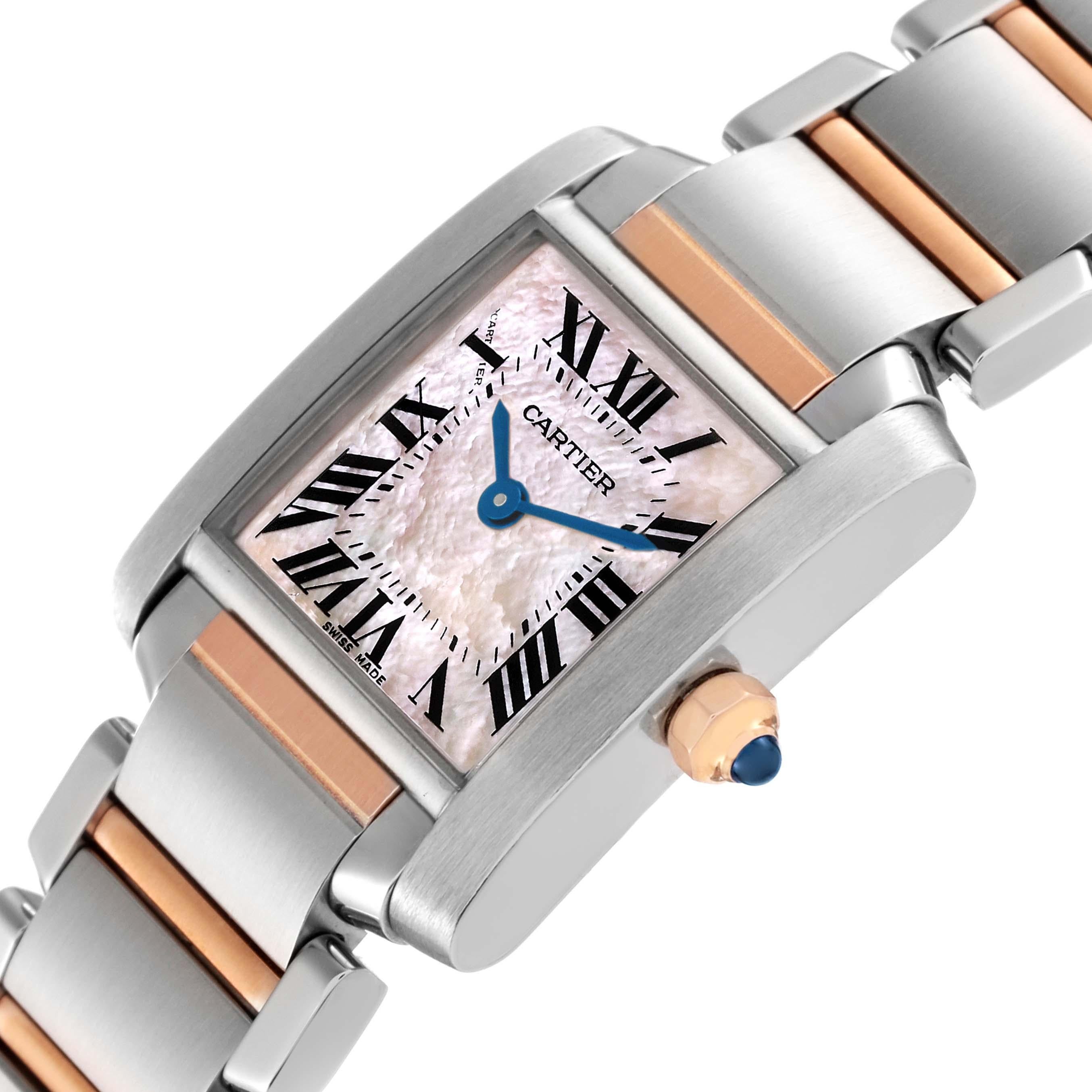 Cartier Tank Francaise Steel Rose Gold MOP Ladies Watch W51027Q4 In Excellent Condition In Atlanta, GA