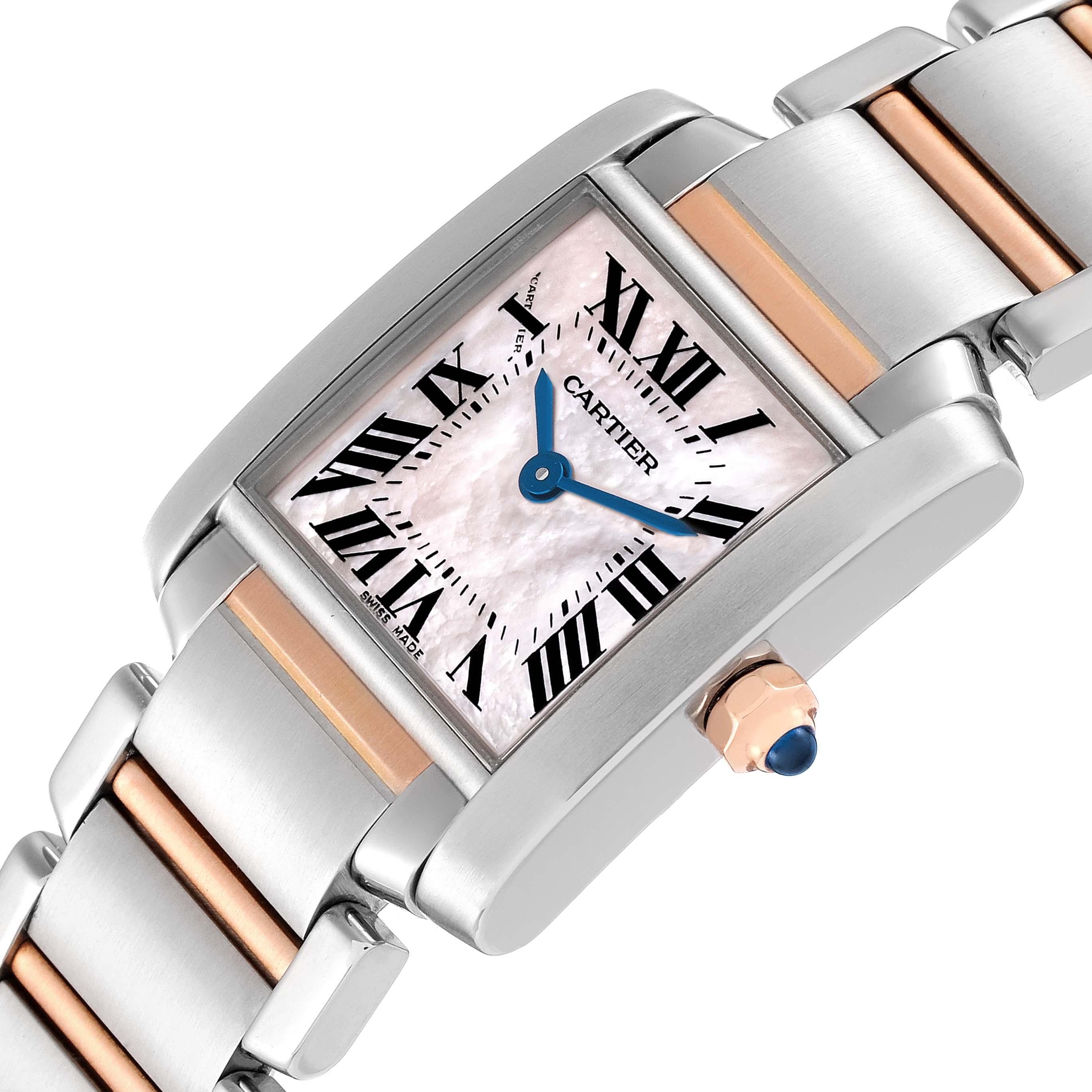 Cartier Tank Francaise Steel Rose Gold MOP Ladies Watch W51027Q4 In Excellent Condition In Atlanta, GA