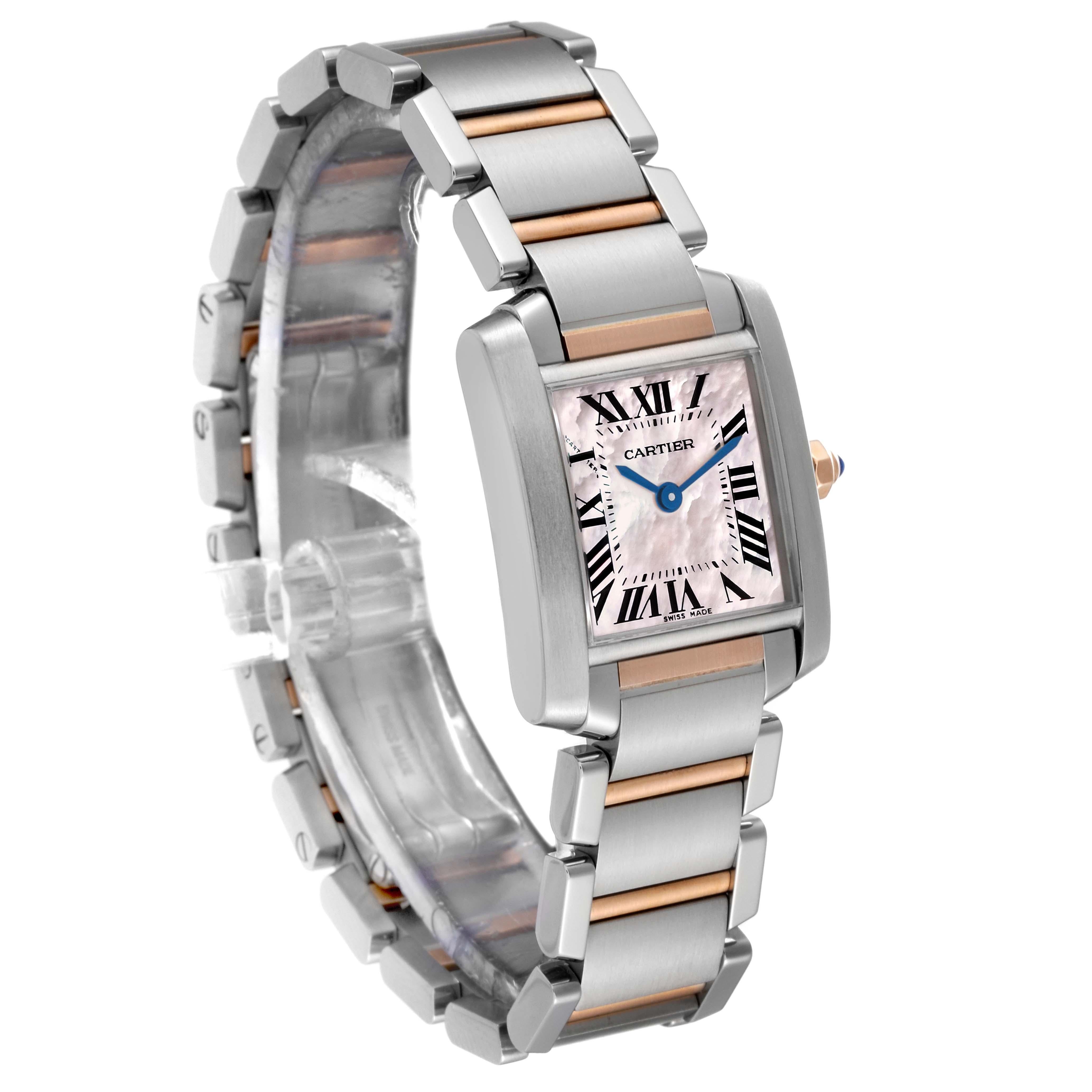 Cartier Tank Francaise Steel Rose Gold Mother of Pearl Ladies Watch W51027Q4 1