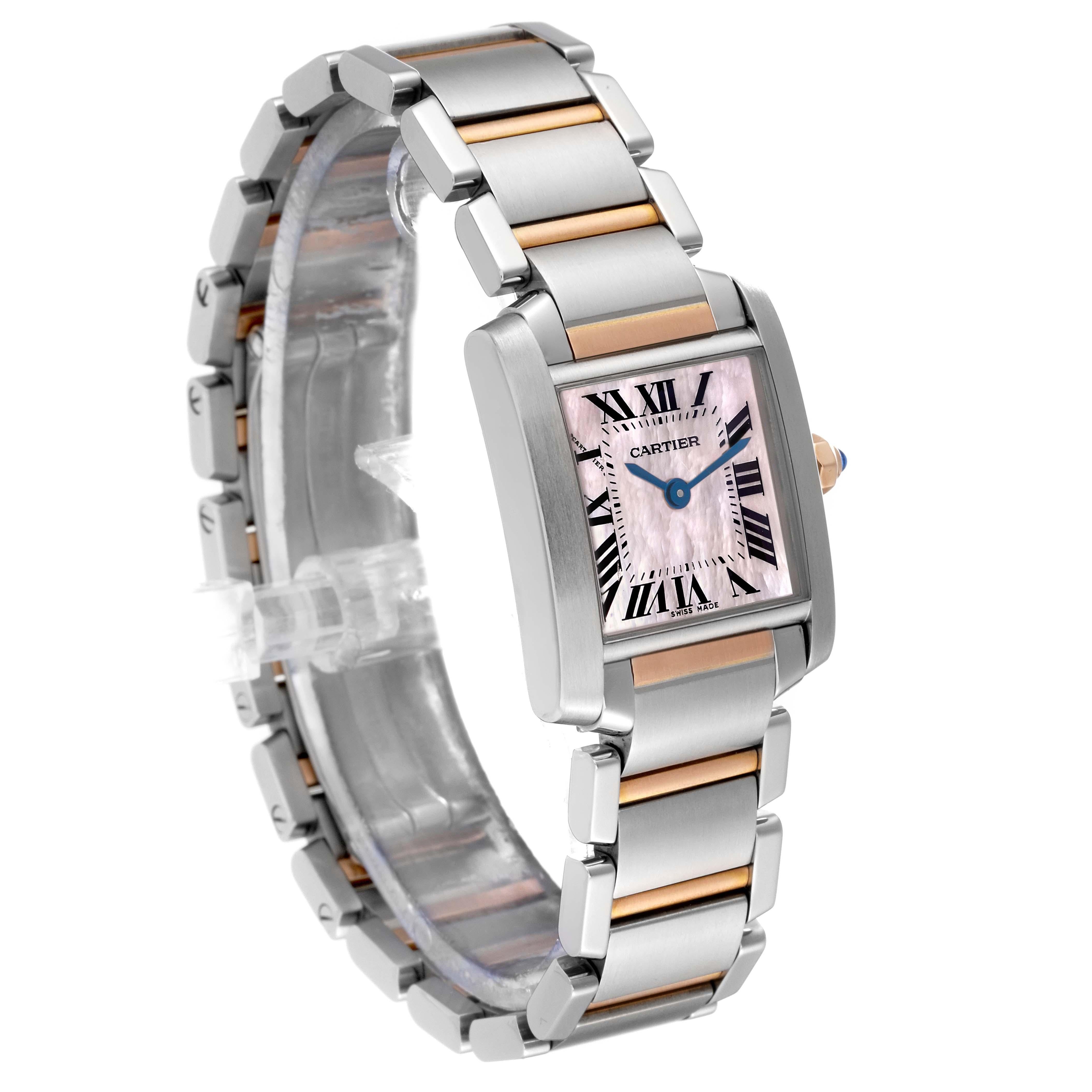 Cartier Tank Francaise Steel Rose Gold Mother of Pearl Ladies Watch W51027Q4 2