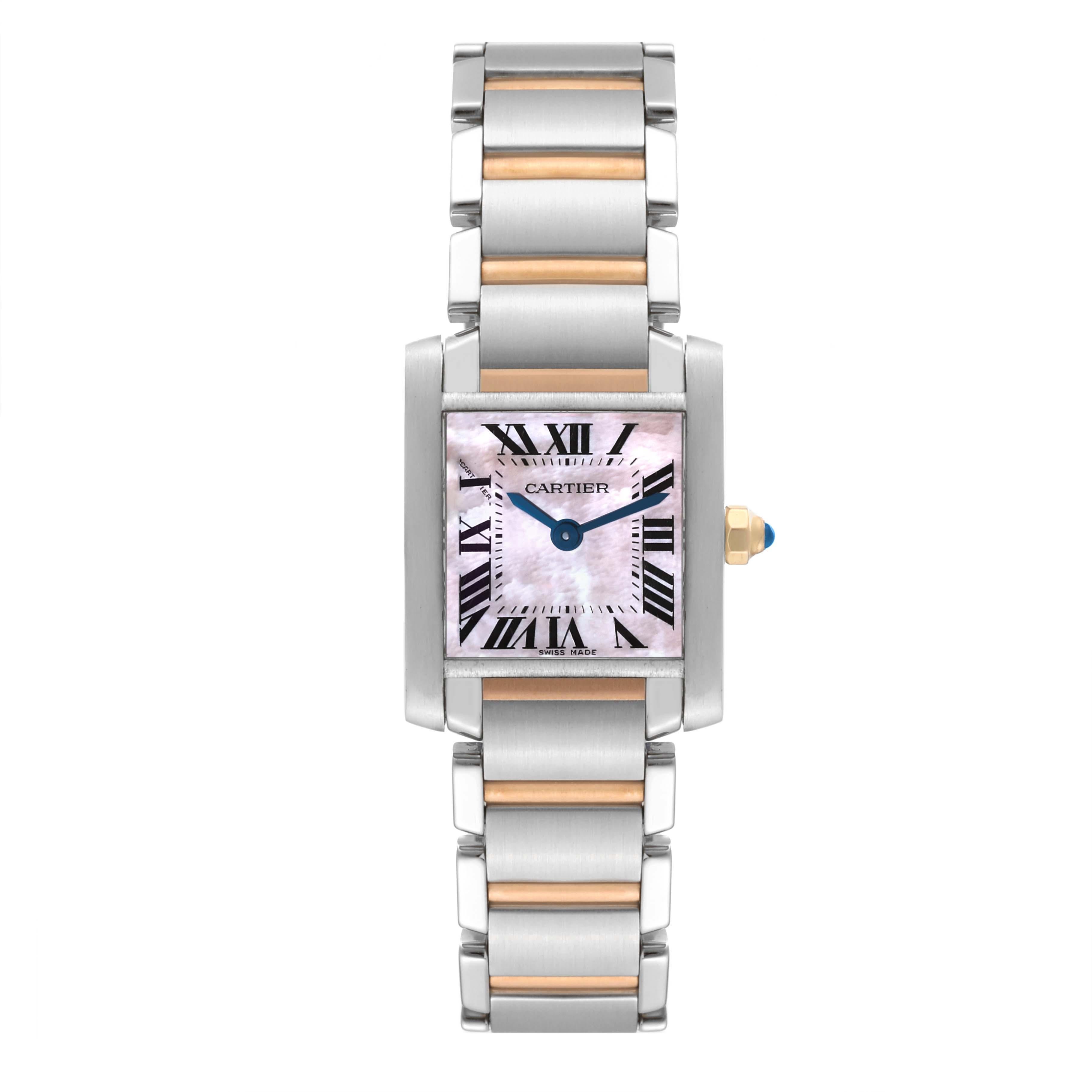 Cartier Tank Francaise Steel Rose Gold Mother of Pearl Ladies Watch W51027Q4 2