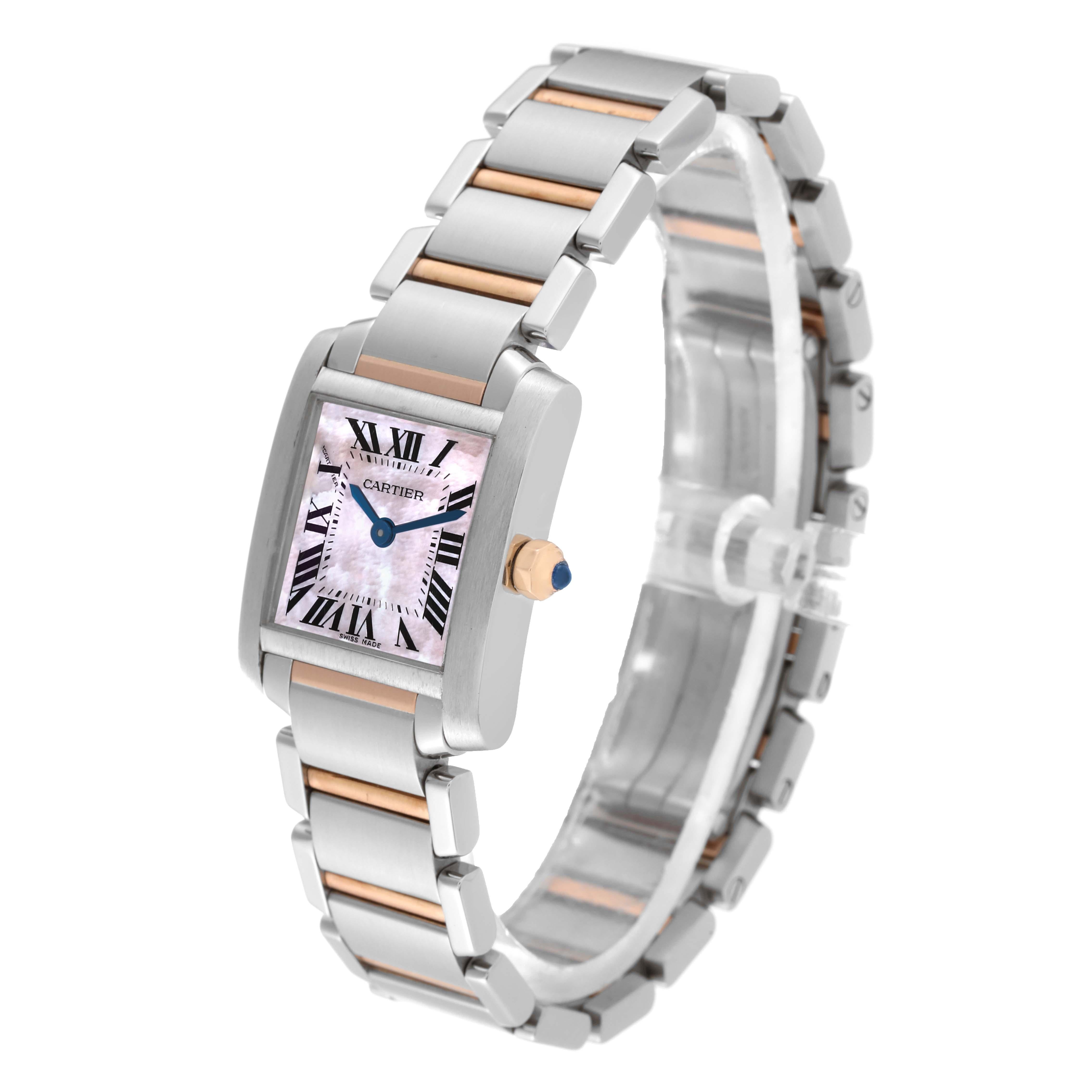 Cartier Tank Francaise Steel Rose Gold Mother of Pearl Ladies Watch W51027Q4 For Sale 4