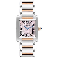 Cartier Tank Francaise Steel Rose Gold Mother of Pearl Ladies Watch W51027Q4