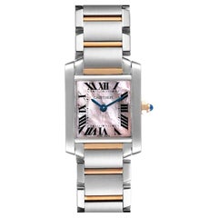 Cartier Tank Francaise Steel Rose Gold Mother of Pearl Watch W51027Q4 Box