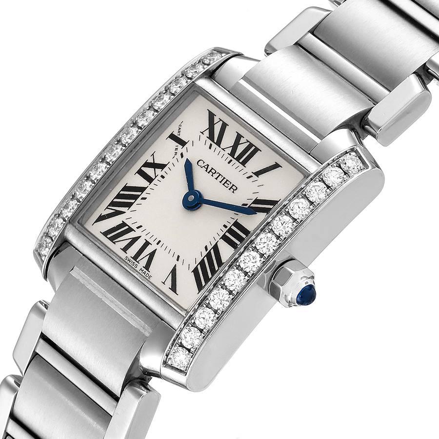 Cartier Tank Francaise Steel Silver Dial Diamond Ladies Watch W4TA0008 In Good Condition For Sale In Atlanta, GA