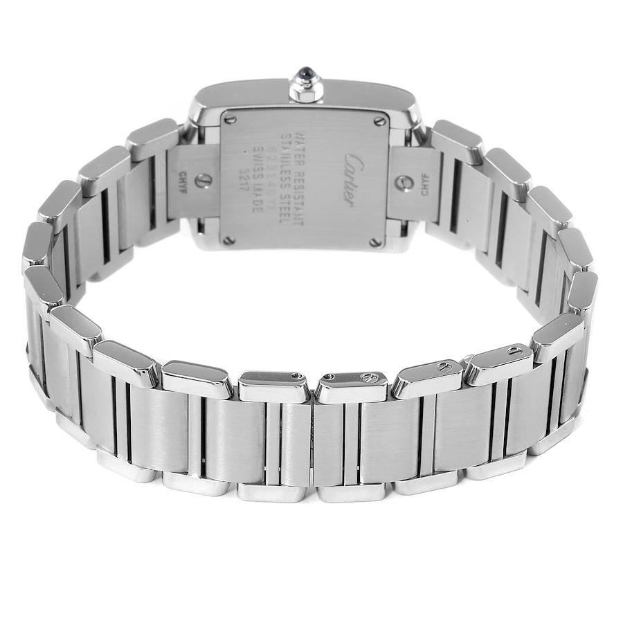 Cartier Tank Francaise Steel Silver Dial Diamond Ladies Watch W4TA0008 For Sale 1
