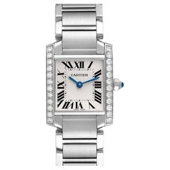 Cartier Tank Francaise Steel Silver Dial Diamond Watch W4TA0008 Box Card