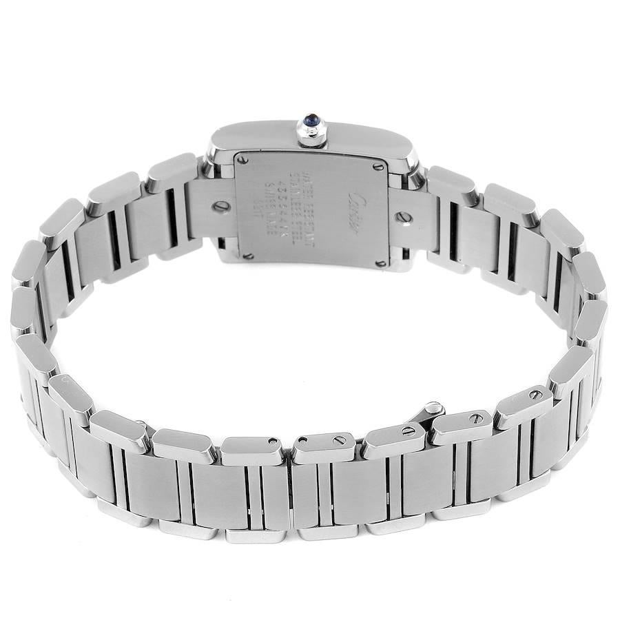 Women's Cartier Tank Francaise Steel Silver Dial Diamond Watch W4TA0008 Box Papers