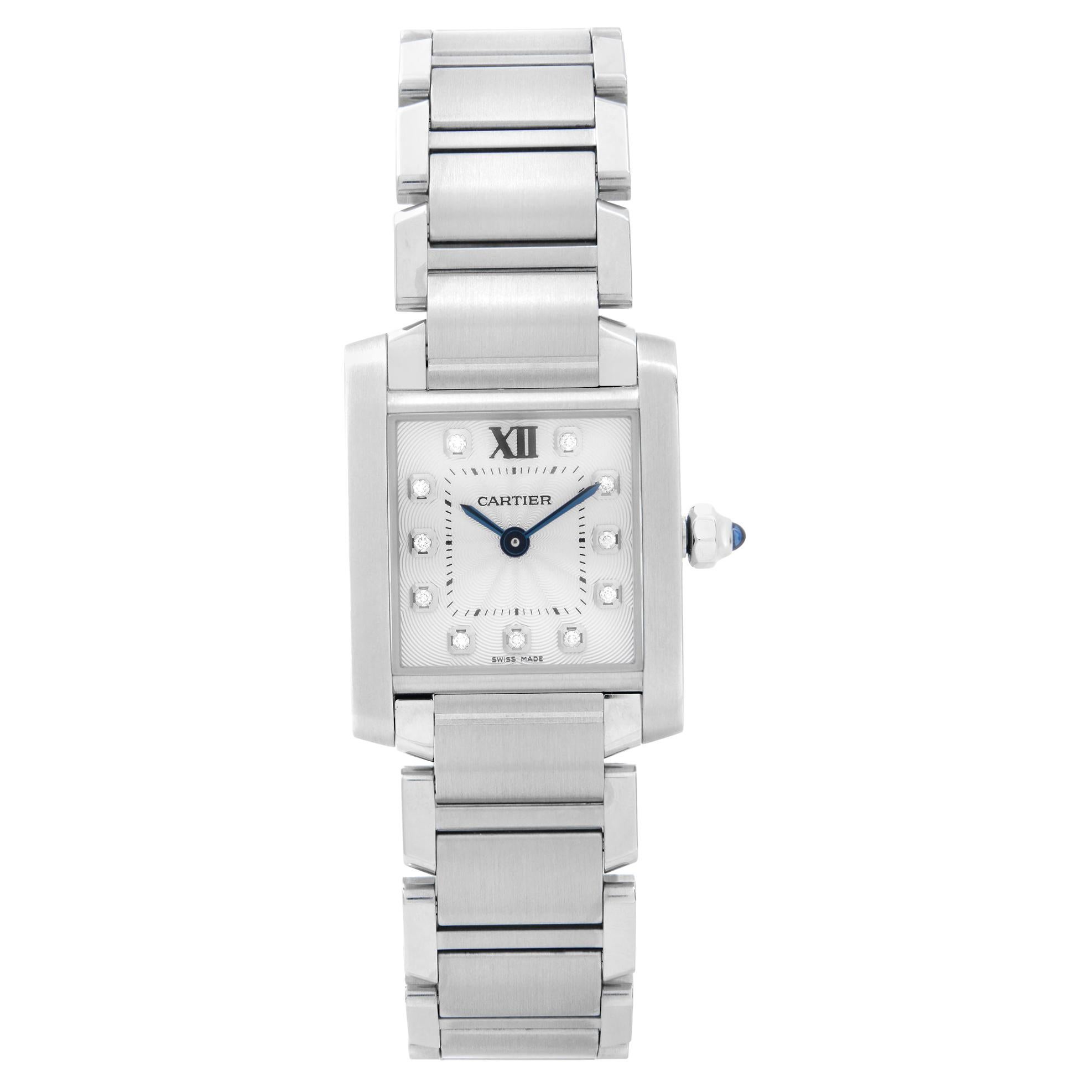 Cartier Tank Francaise Steel Silver Diamond Dial Quartz Ladies Watch WE110006