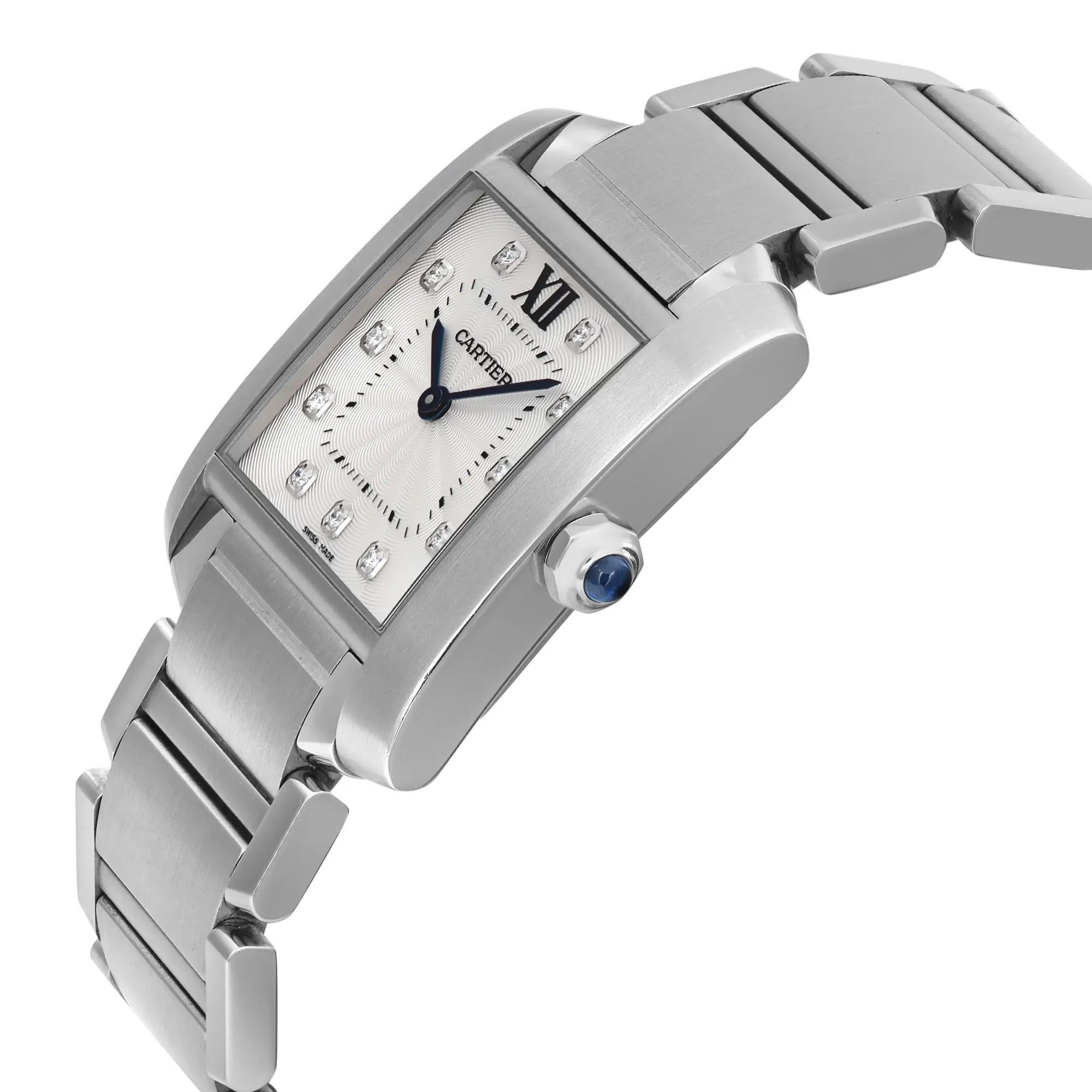 Women's Cartier Tank Francaise Steel White Diamond Dial Quartz Ladies Watch WE110007