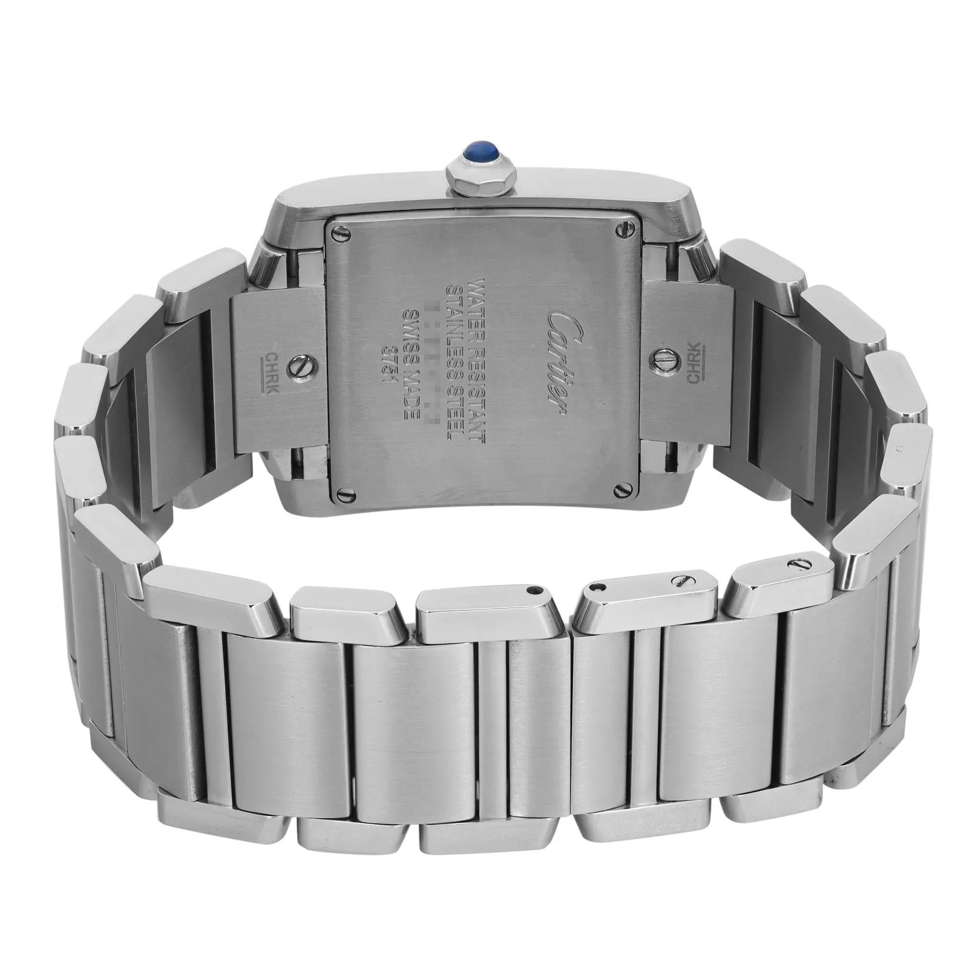 Cartier Tank Francaise Steel White Diamond Dial Quartz Ladies Watch WE110007 1