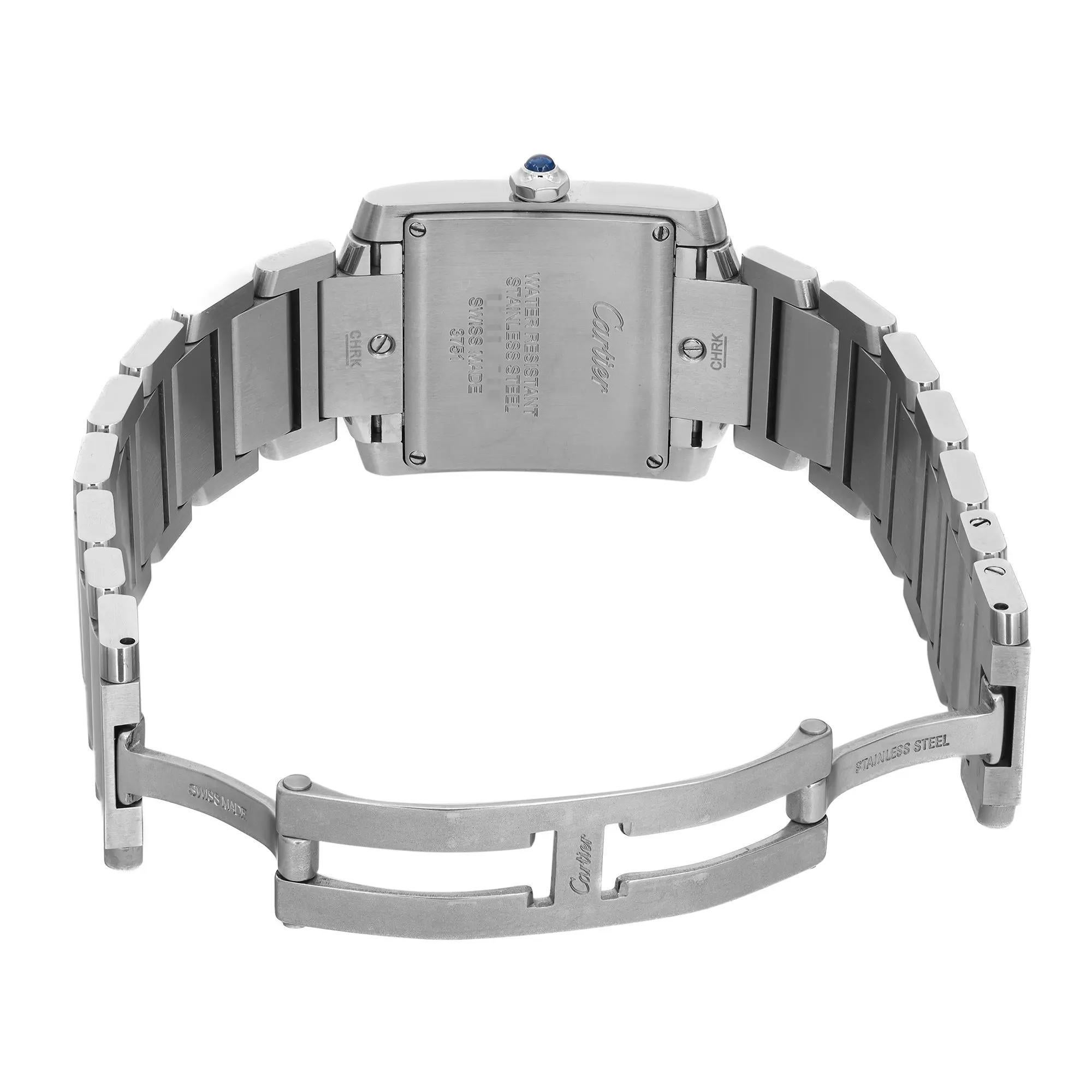Cartier Tank Francaise Steel White Diamond Dial Quartz Ladies Watch WE110007 2