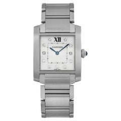 Cartier Tank Francaise Steel White Diamond Dial Quartz Ladies Watch WE110007