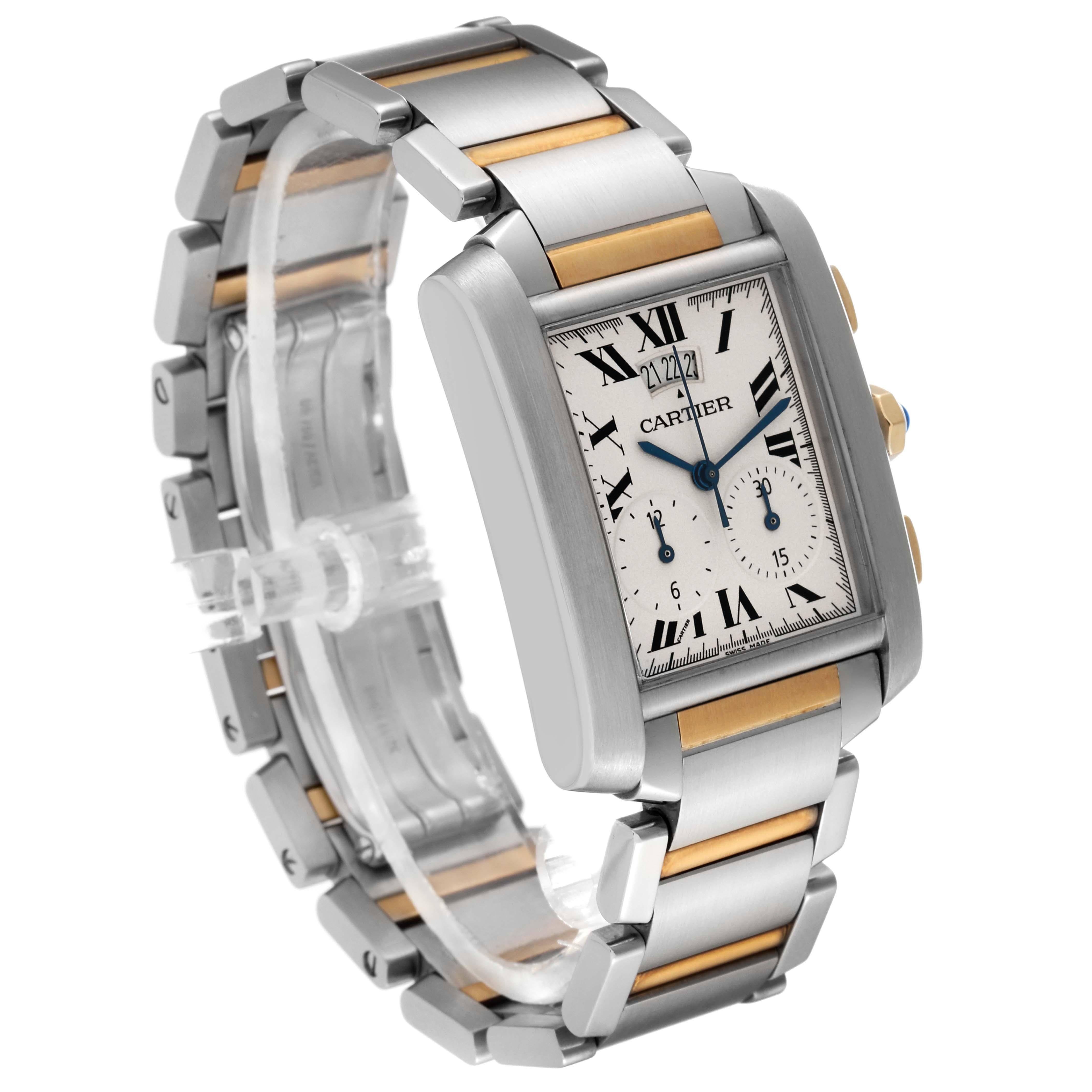 Cartier Tank Francaise Steel Yellow Gold Chronograph Mens Watch W51025Q4 For Sale 1