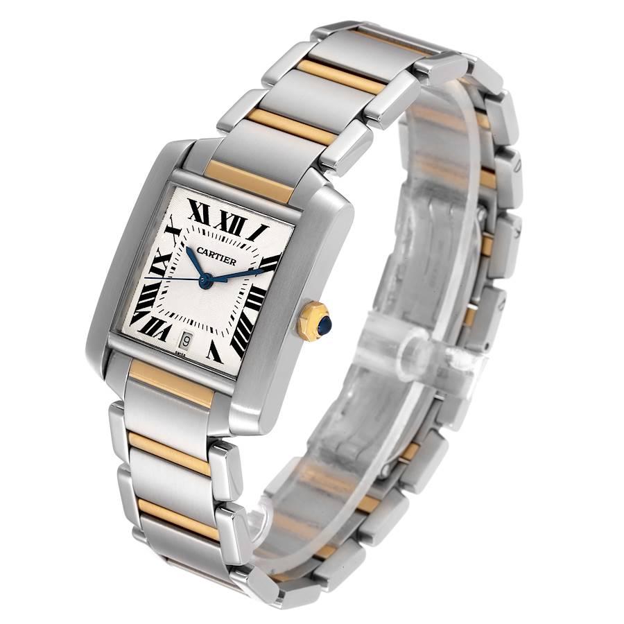 Cartier Tank Francaise Steel Yellow Gold Large Mens Watch W51005Q4 In Good Condition In Atlanta, GA