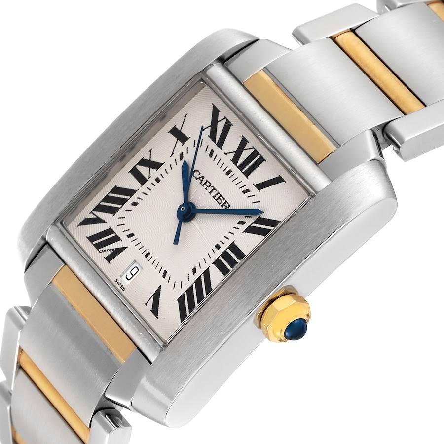 Cartier Tank Francaise Steel Yellow Gold Large Mens Watch W51005q4 1