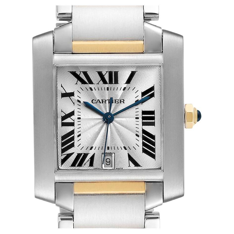 Cartier Tank Francaise Steel Yellow Gold Large Mens Watch W51005Q4 For Sale