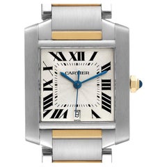 Cartier Tank Francaise Steel Yellow Gold Large Mens Watch W51005Q4