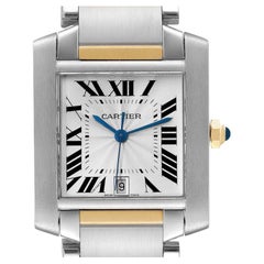 Cartier Tank Francaise Steel Yellow Gold Large Mens Watch W51005Q4