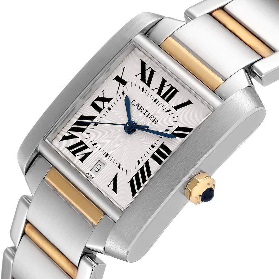 Cartier Tank Francaise Steel Yellow Gold Large Watch W51005Q4 Box Papers In Excellent Condition For Sale In Atlanta, GA