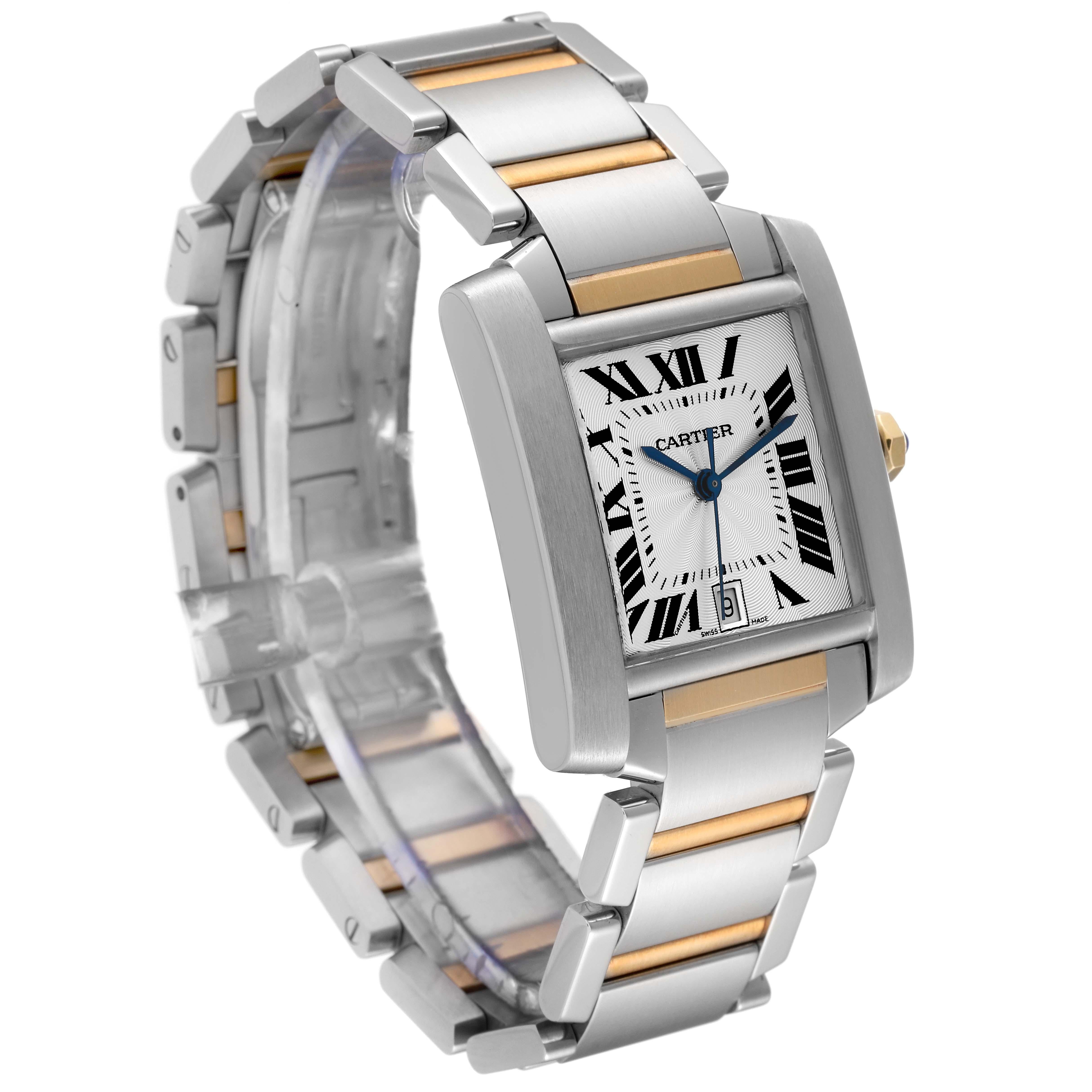 Cartier Tank Francaise Steel Yellow Gold Silver Dial Mens Watch W51005Q4 In Good Condition In Atlanta, GA