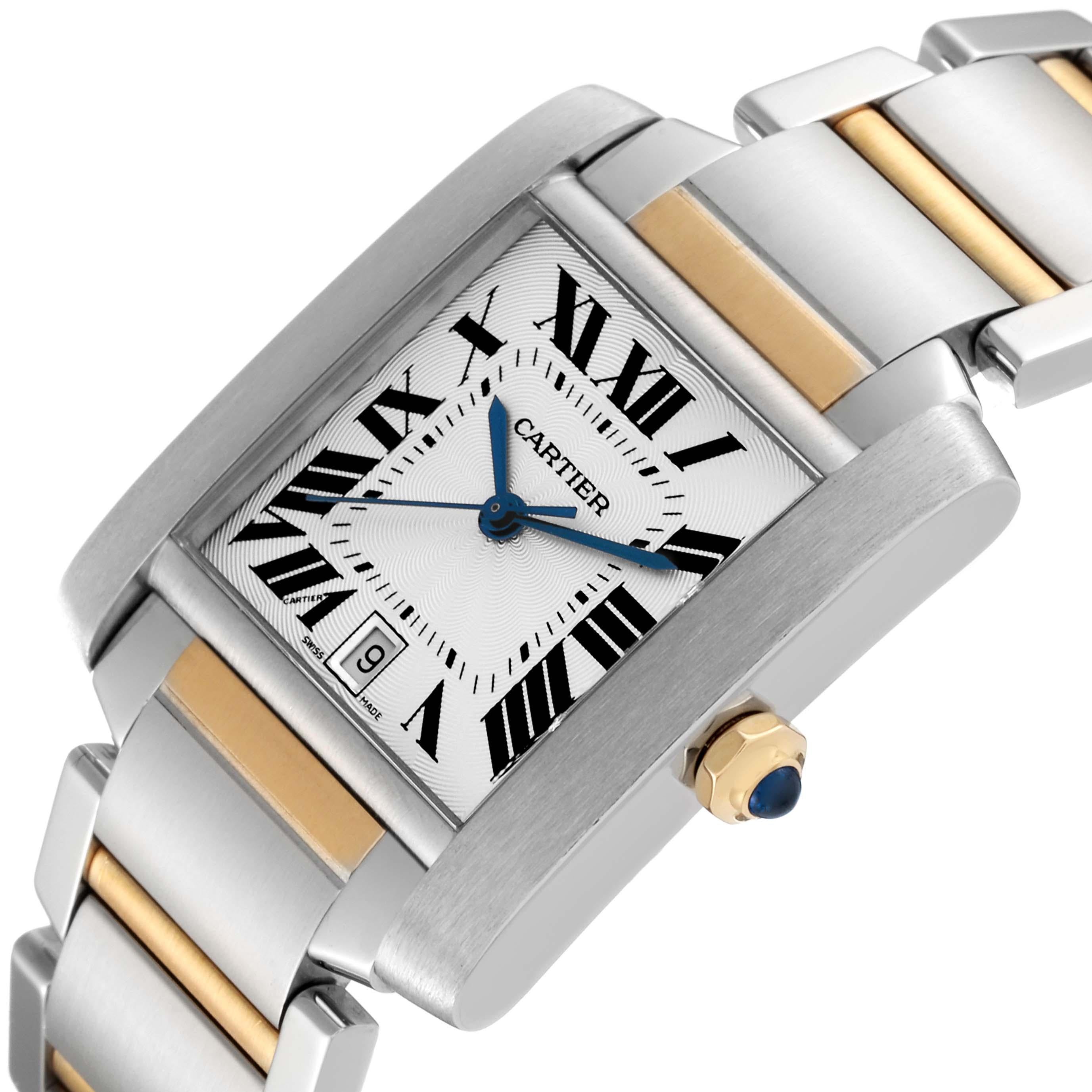 Cartier Tank Francaise Steel Yellow Gold Silver Dial Mens Watch W51005Q4 1