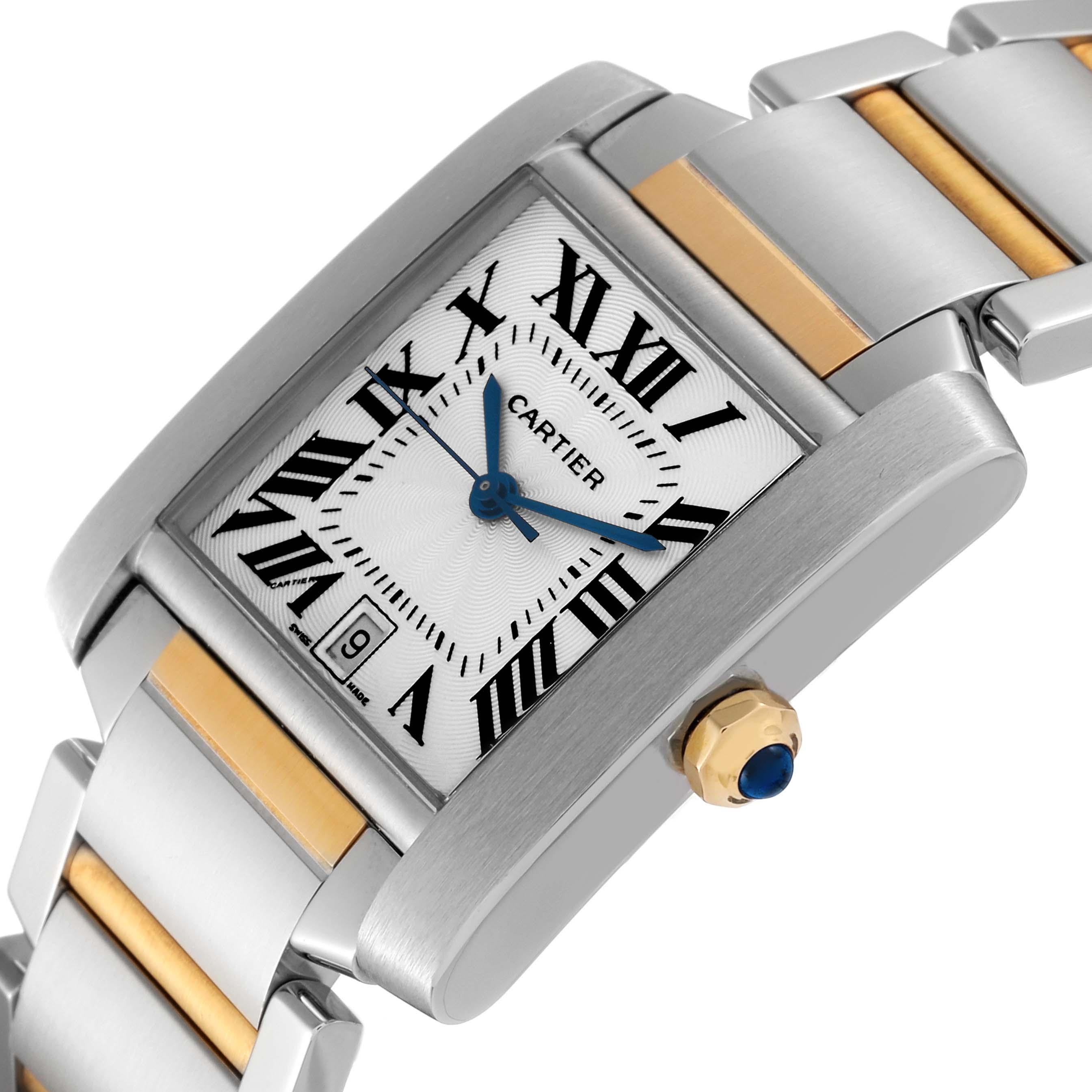 Cartier Tank Francaise Steel Yellow Gold Silver Dial Mens Watch W51005Q4 For Sale 1