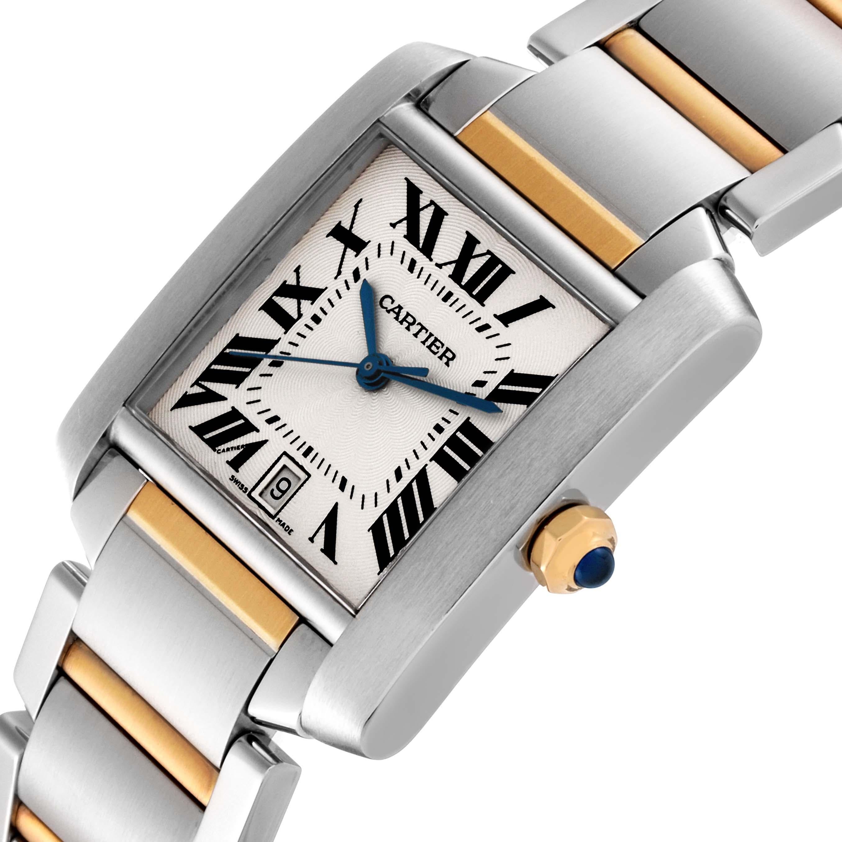Cartier Tank Francaise Steel Yellow Gold Silver Dial Mens Watch W51005Q4 For Sale 1
