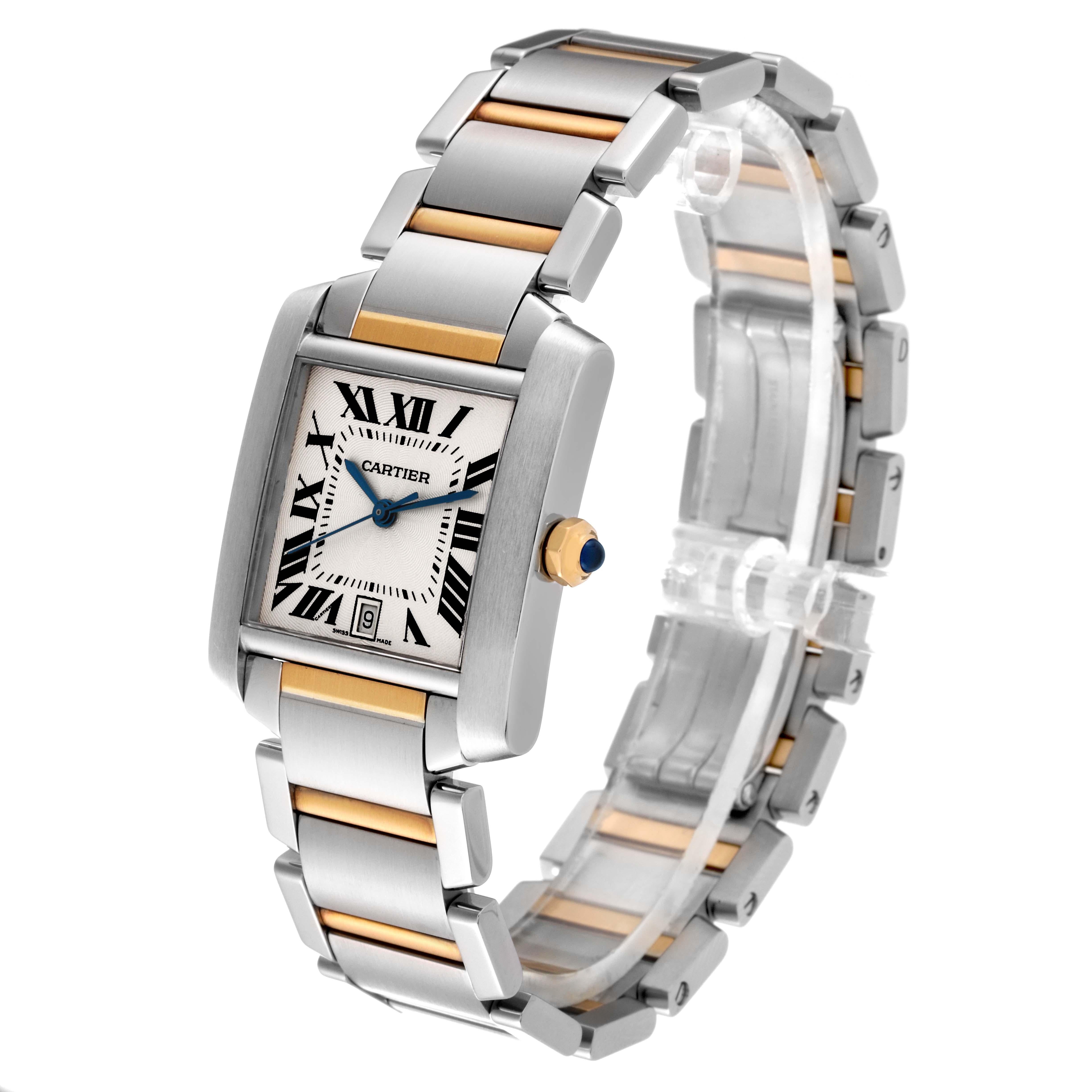 Cartier Tank Francaise Steel Yellow Gold Silver Dial Mens Watch W51005Q4 For Sale 3