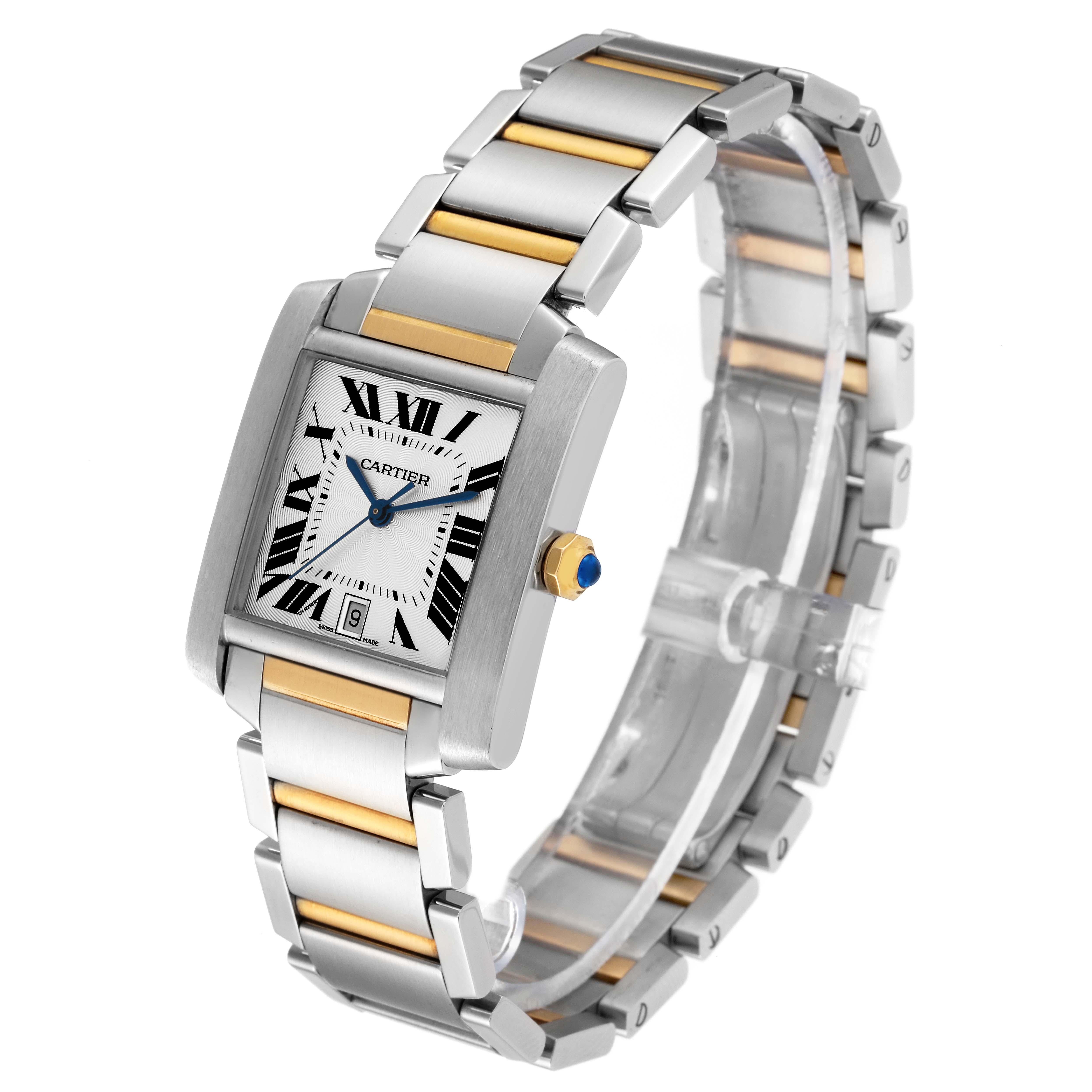 Cartier Tank Francaise Steel Yellow Gold Silver Dial Mens Watch W51005Q4 4