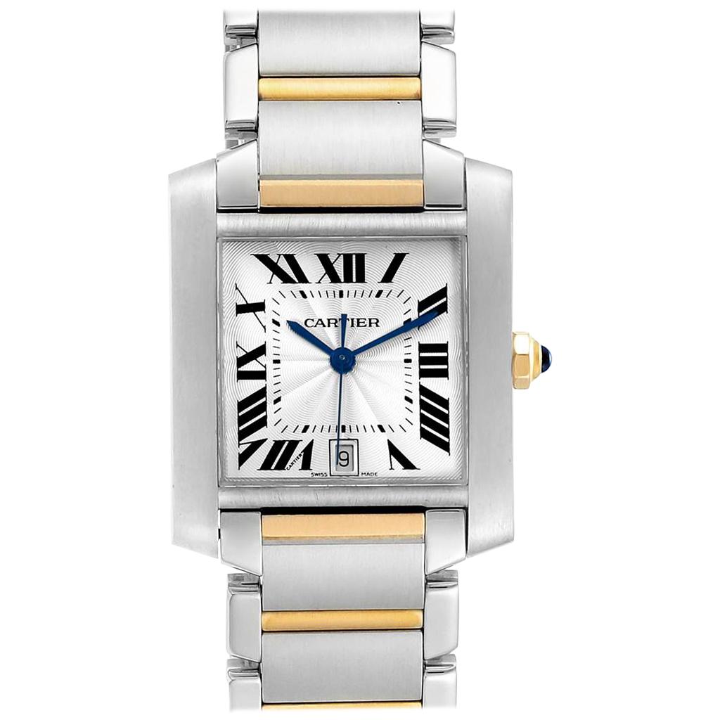 Cartier Tank Francaise Steel Yellow Gold Silver Dial Men's Watch W51005Q4