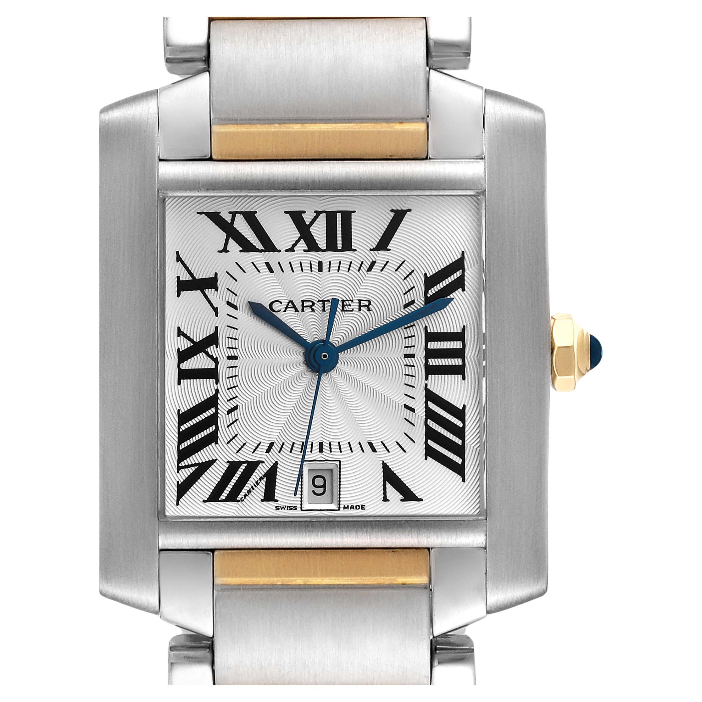 Cartier Tank Francaise Steel Yellow Gold Silver Dial Mens Watch W51005Q4