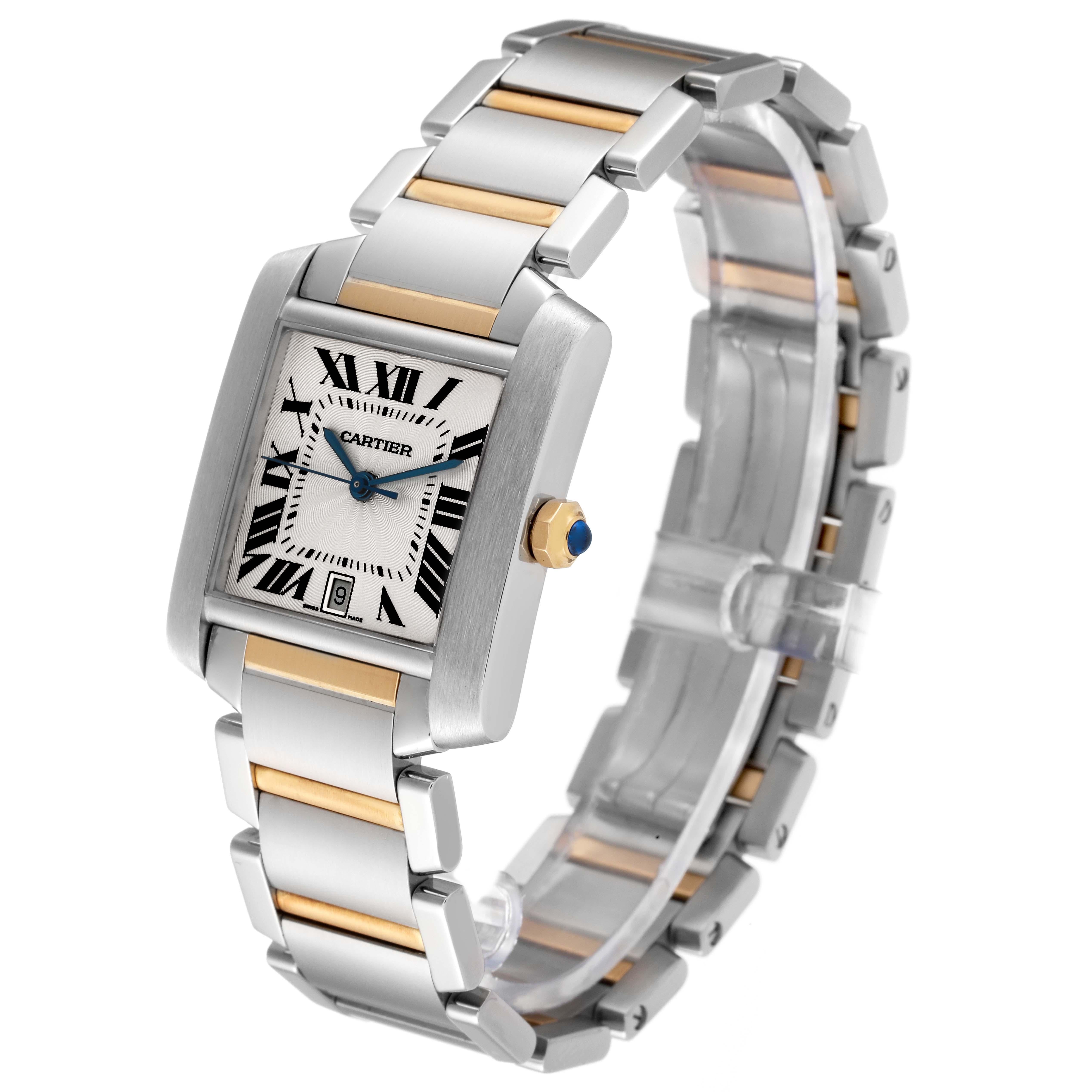 Men's Cartier Tank Francaise Steel Yellow Gold Silver Dial Mens Watch W51005Q4 Papers