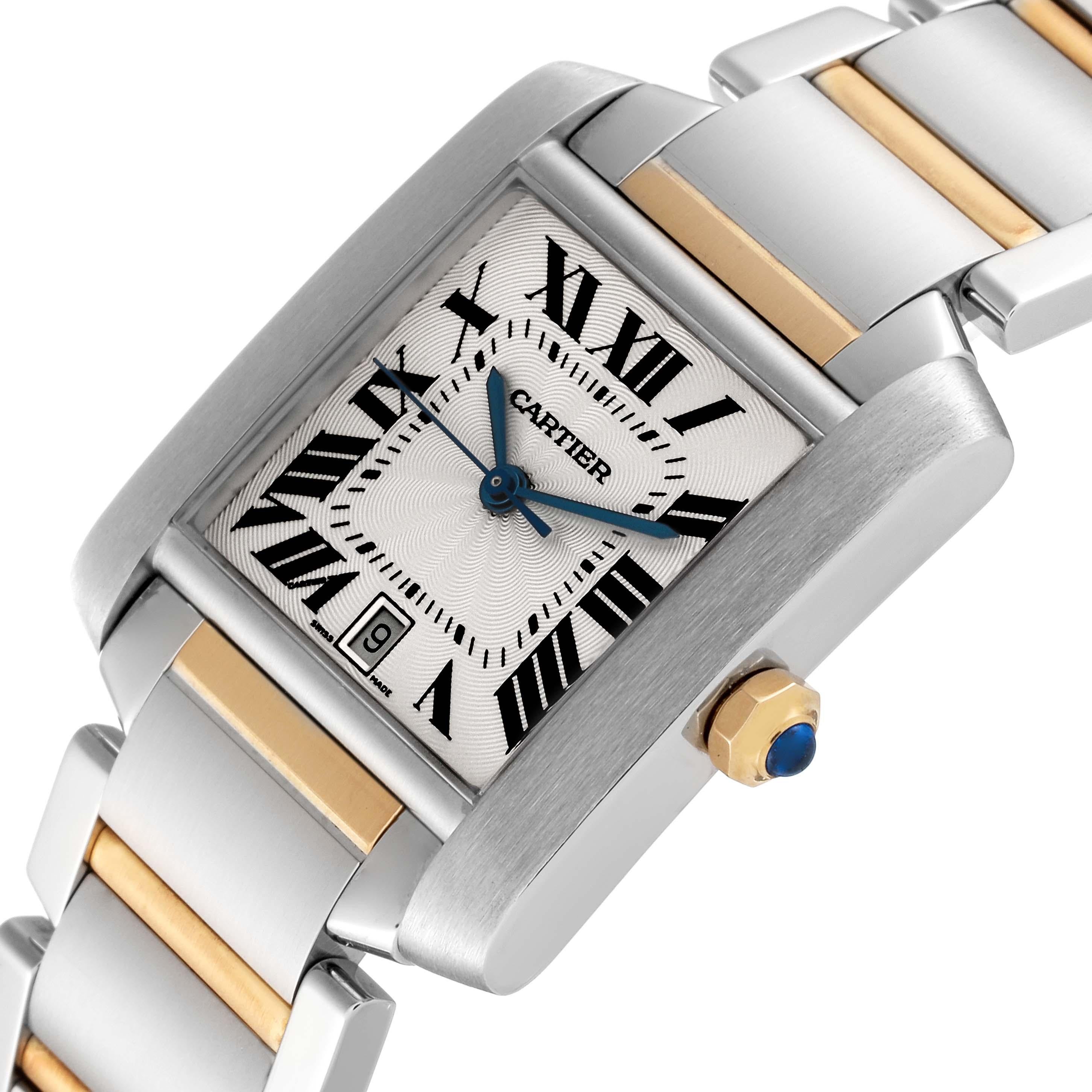 Cartier Tank Francaise Steel Yellow Gold Silver Dial Mens Watch W51005Q4 Papers 1