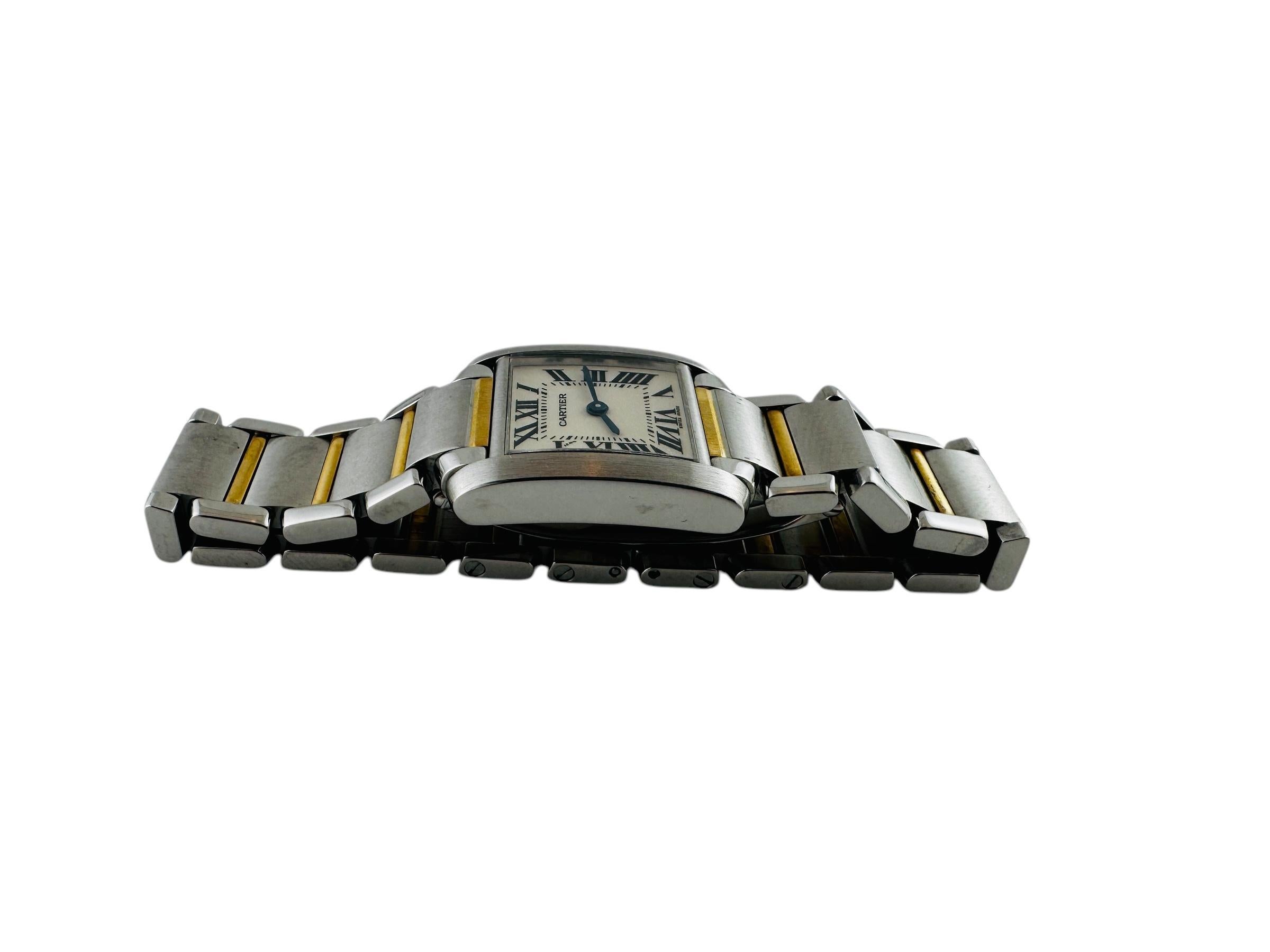 Cartier Tank Francaise Two Tone Ladies Watch 2384 #20815 In Good Condition In Washington Depot, CT