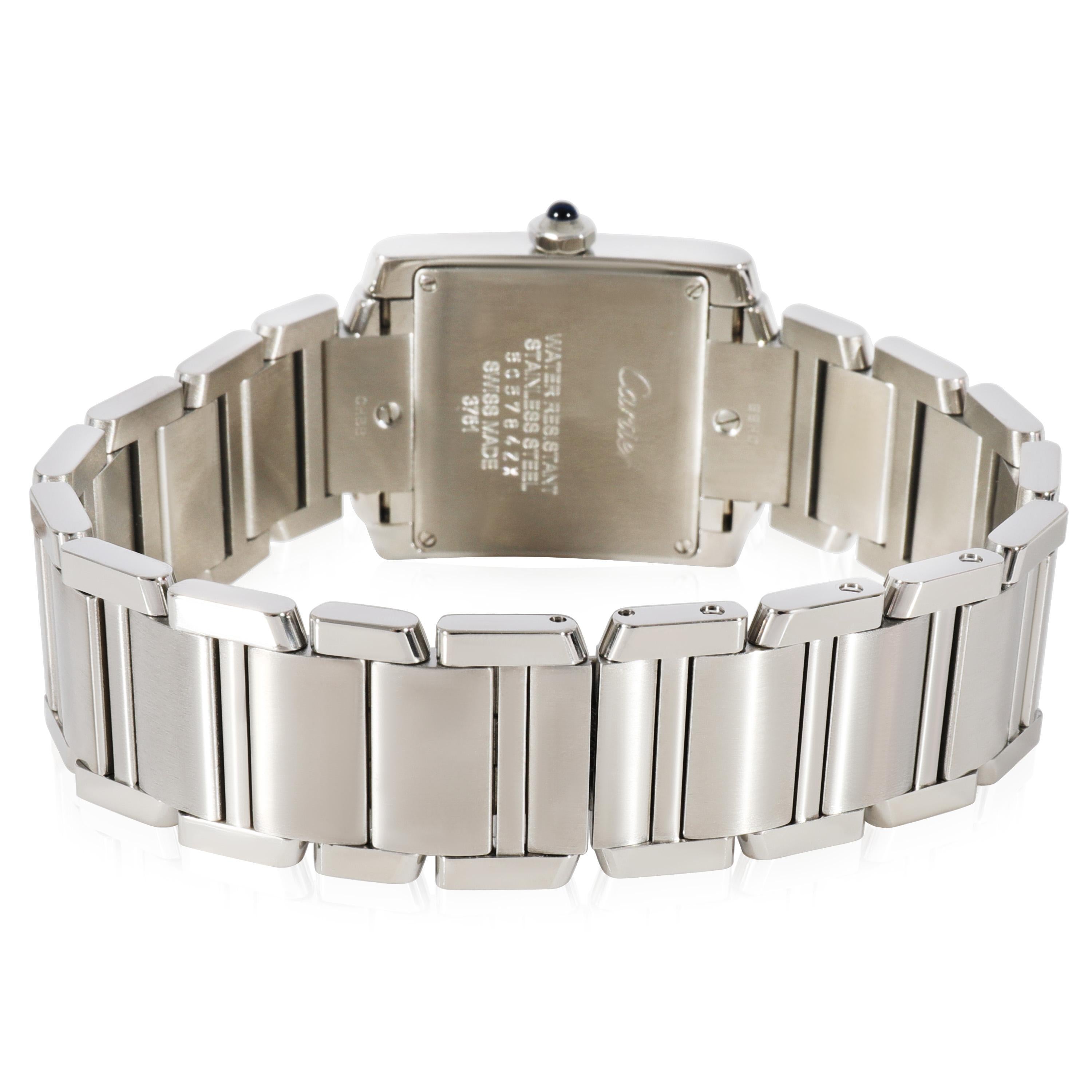 Cartier Tank Francaise W4TA0009 Unisex Watch in  Stainless Steel

SKU: 124857

PRIMARY DETAILS
Brand: Cartier
Model: Tank Francaise
Country of Origin: Switzerland
Movement Type: Quartz: Battery
Year of Manufacture: 2020-2029
Condition: Retail price