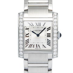 Cartier Tank Francaise W4TA0021 SS White Roman Dial Quartz Unisex Watch 28mm