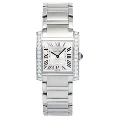 Cartier Tank Francaise W4TA0021 SS White Roman Dial Quartz Unisex Watch 28mm