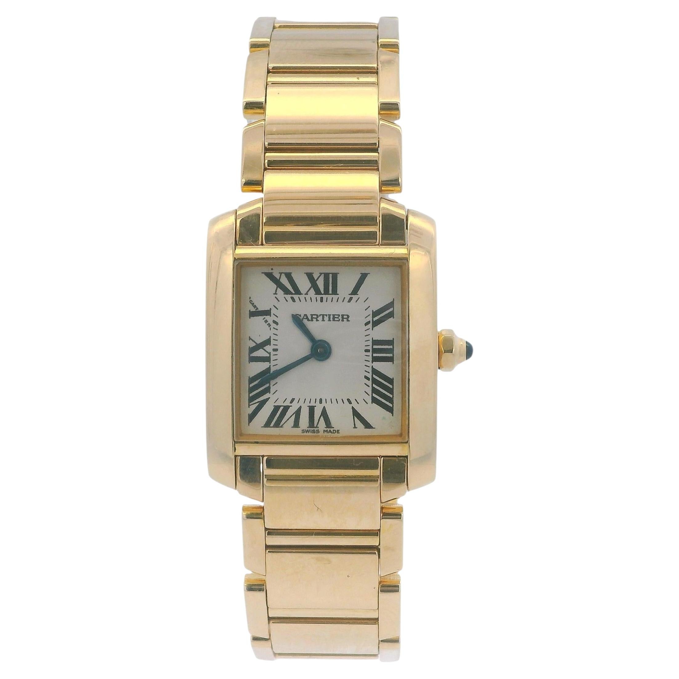 Cartier Tank Française W50002N2 Small 18K Yellow Gold Ladies Watch