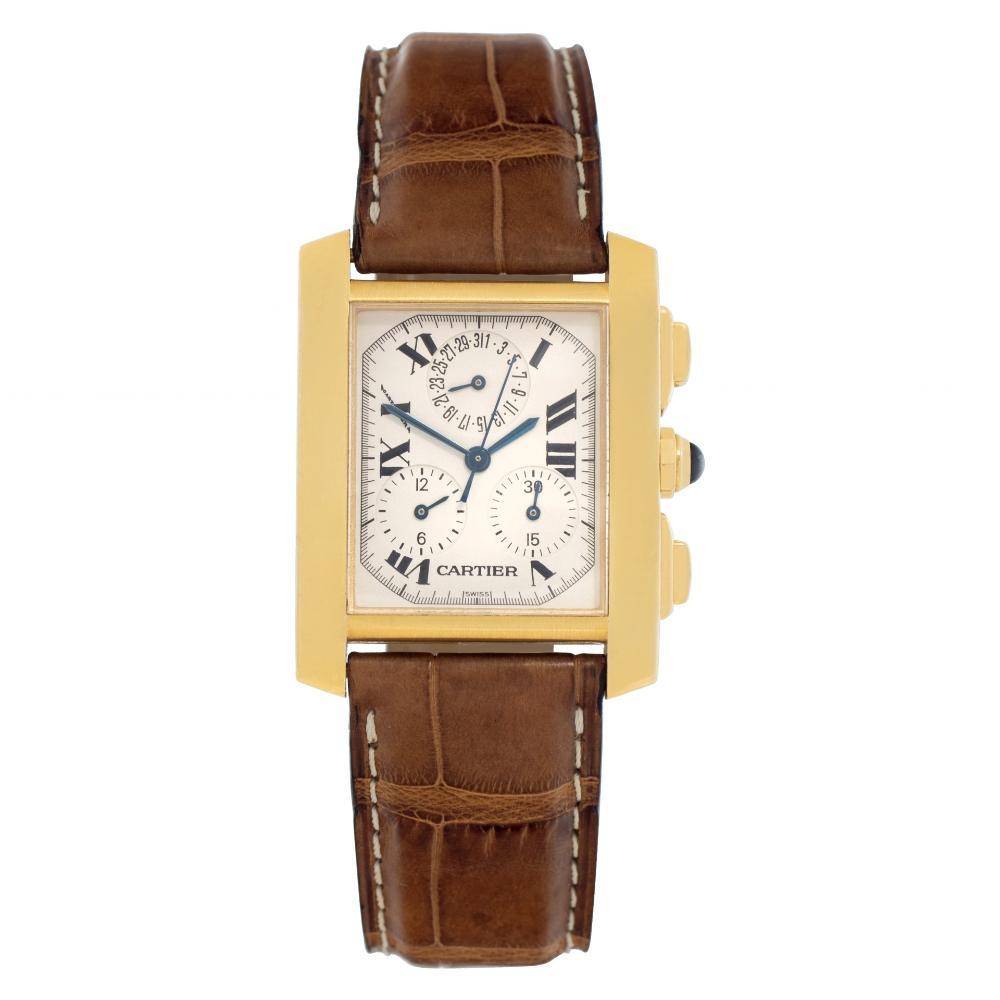 Cartier, montre automatique Tank Française en or jaune 5000556 avec cadran blanc 28 mm en vente