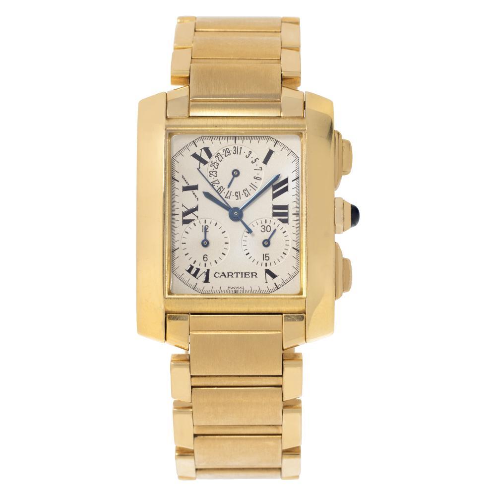 Cartier Tank Francaise w50005r2 in yellow gold w/ Silver dial 28mm Quartz watch For Sale