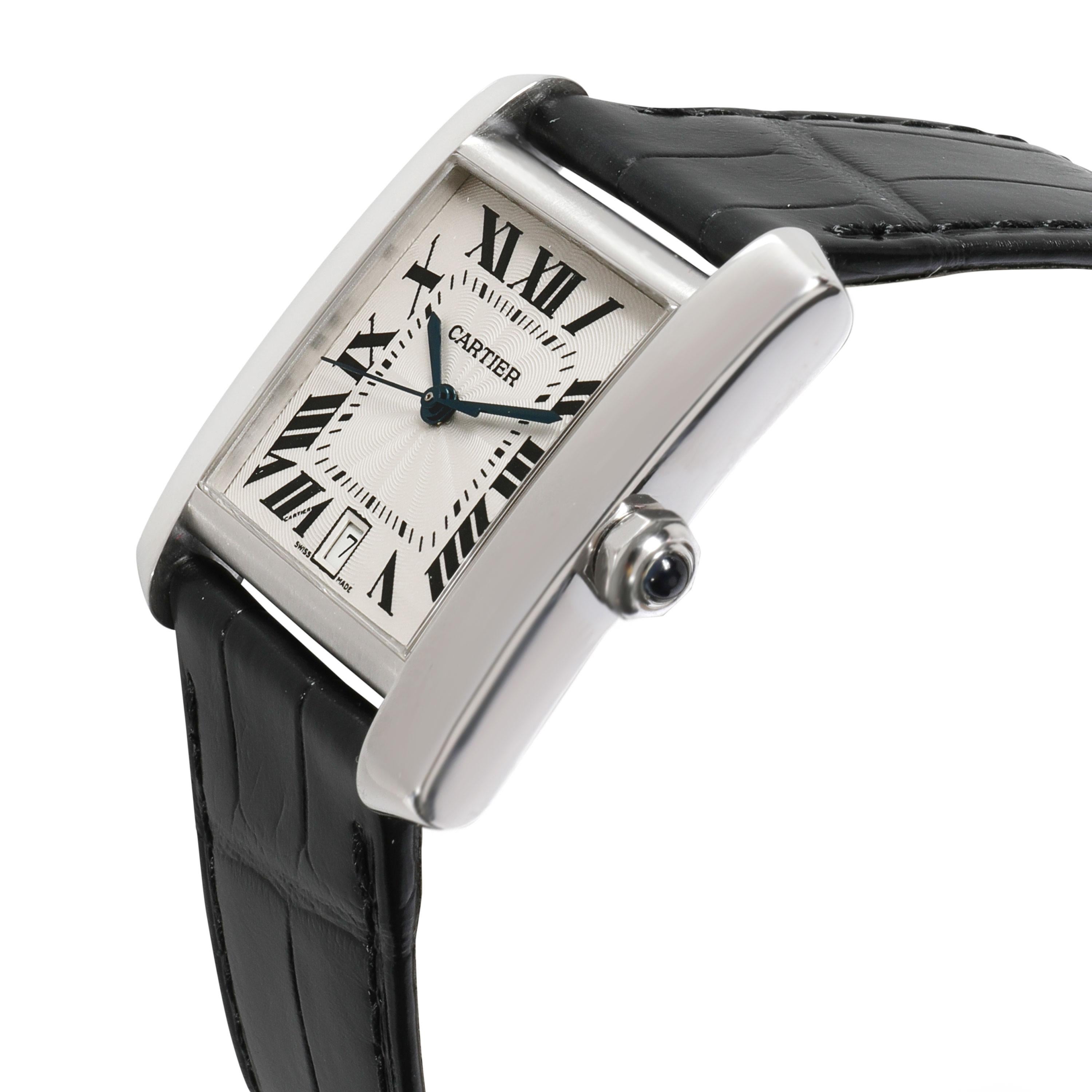 Cartier Tank Francaise W5001156 Unisex Watch in 18 Karat White Gold In Excellent Condition In New York, NY