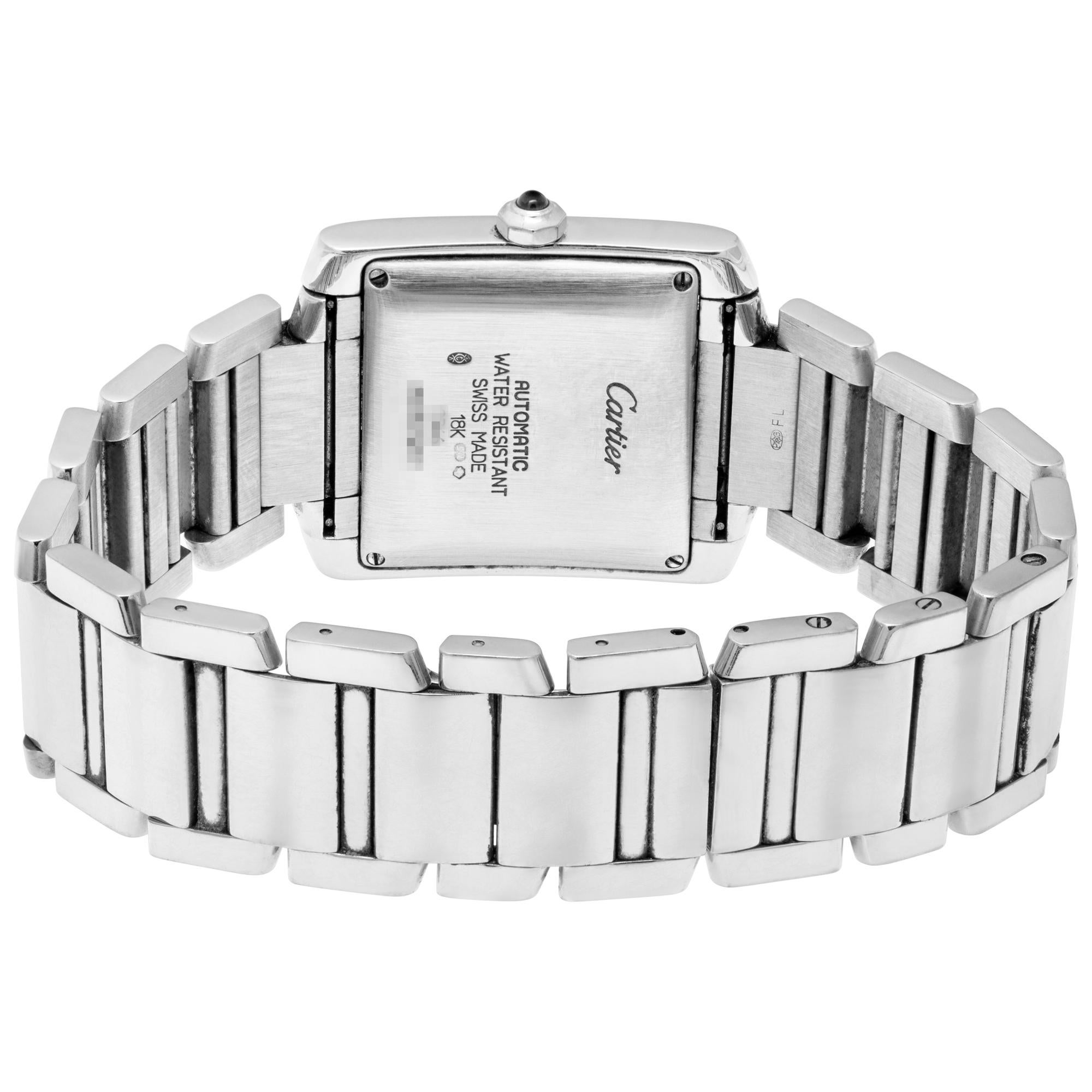 Cartier Tank Francaise W50011S3 in White Gold with a Silver Guilloche dial 28mm In Excellent Condition In Surfside, FL