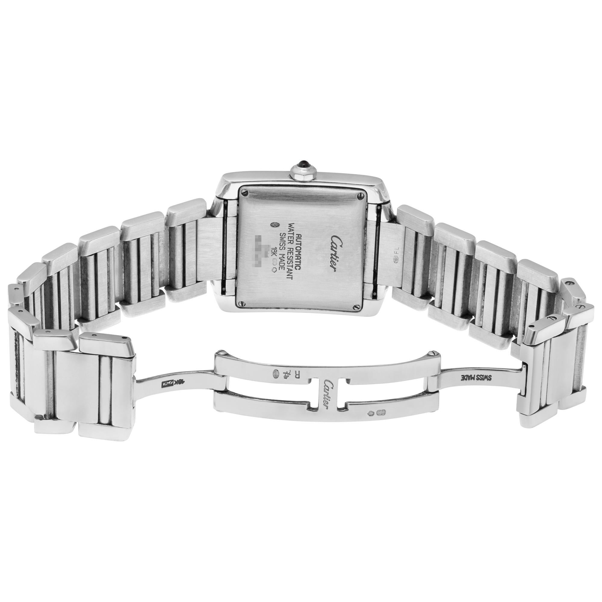 Women's or Men's Cartier Tank Francaise W50011S3 in White Gold with a Silver Guilloche dial 28mm