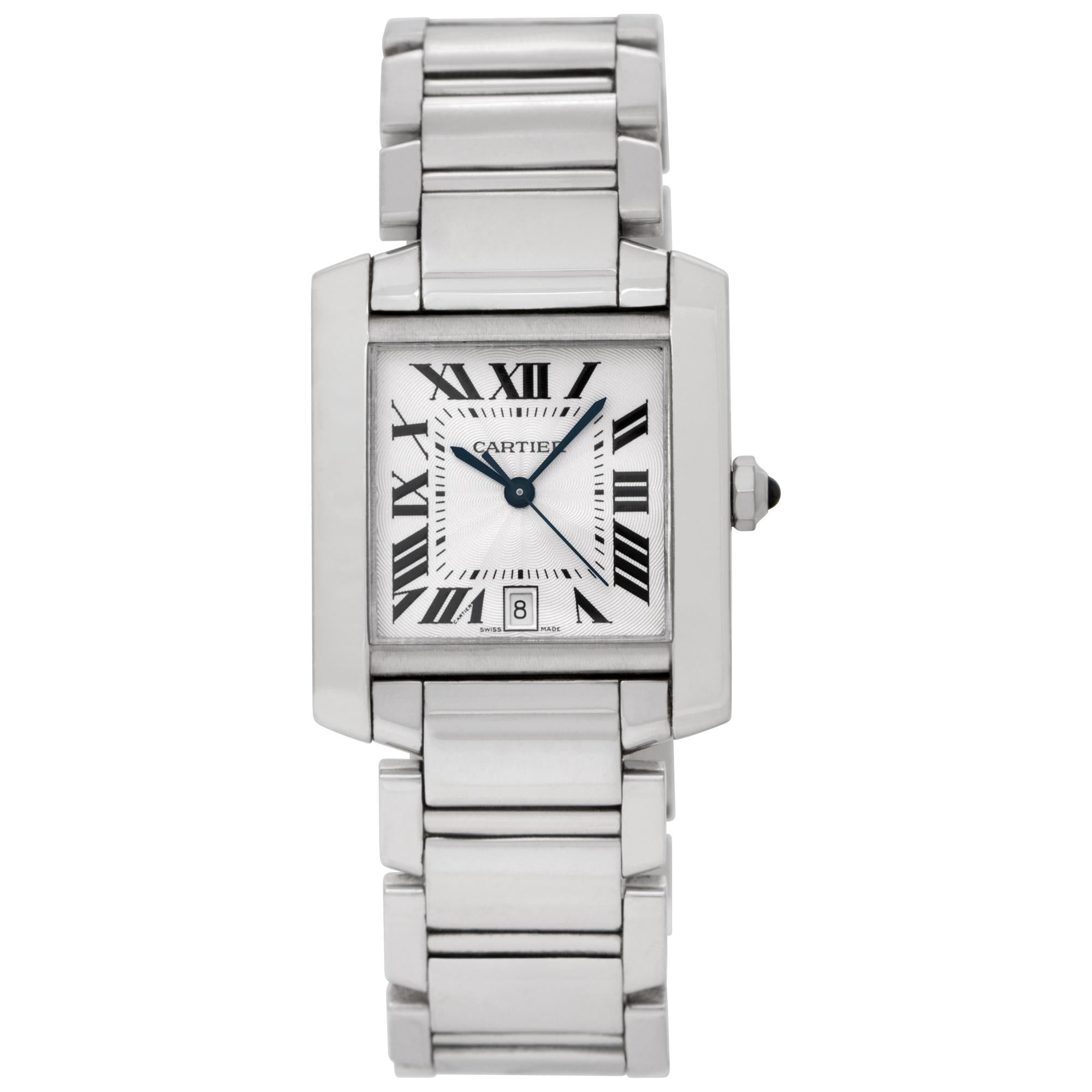 Cartier Tank Francaise W50011S3 in White Gold with a Silver Guilloche dial 28mm