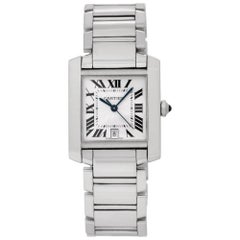 Vintage Cartier Tank Francaise W50011S3 in White Gold with a Silver Guilloche dial 28mm