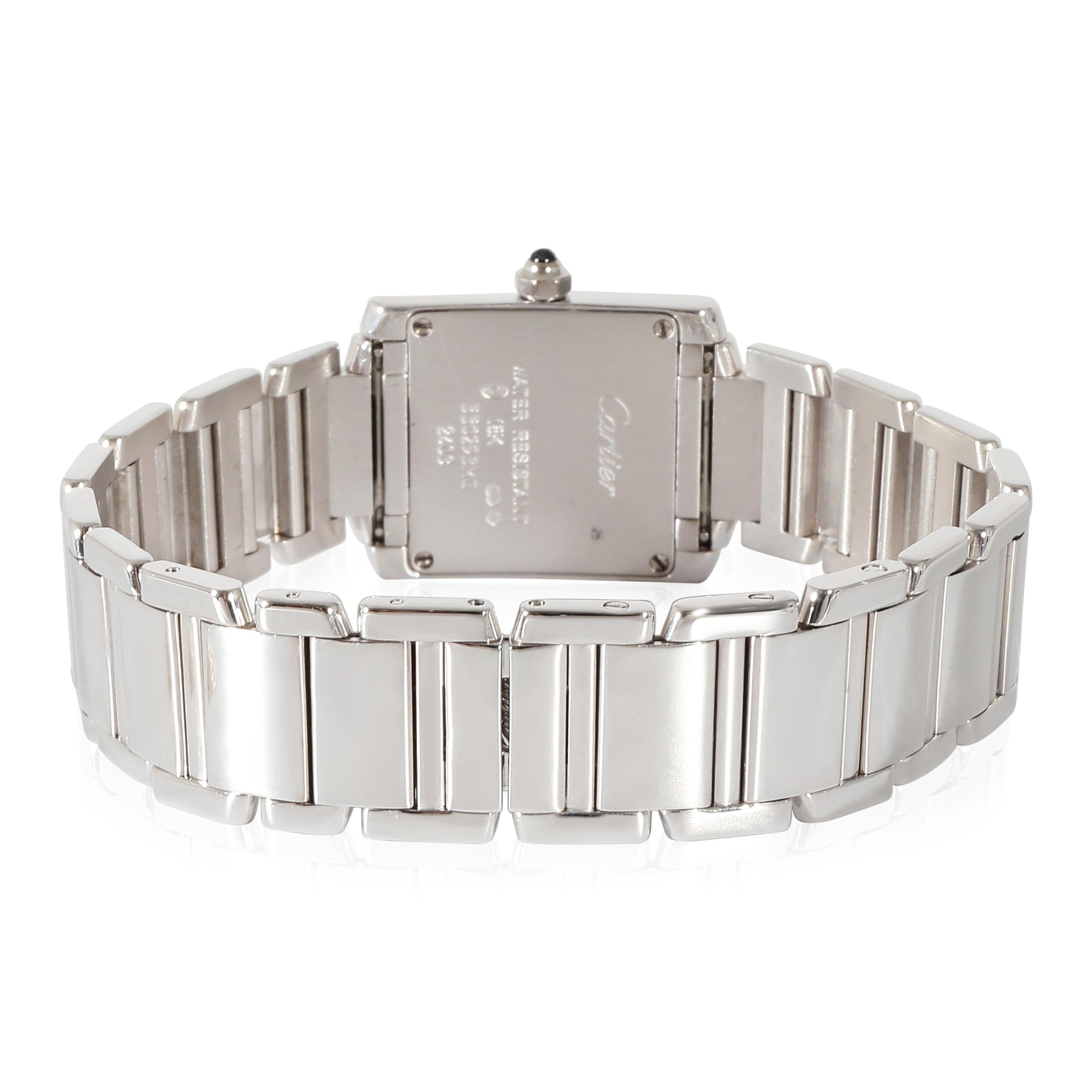 Cartier Tank Francaise W50012S3 Women's Watch in 18kt White Gold

SKU: 115848

PRIMARY DETAILS
Brand: Cartier
Model: Tank Francaise
Country of Origin: Switzerland
Movement Type: Quartz: Battery
Year of Manufacture: 2000-2009
Condition: Louis Cartier