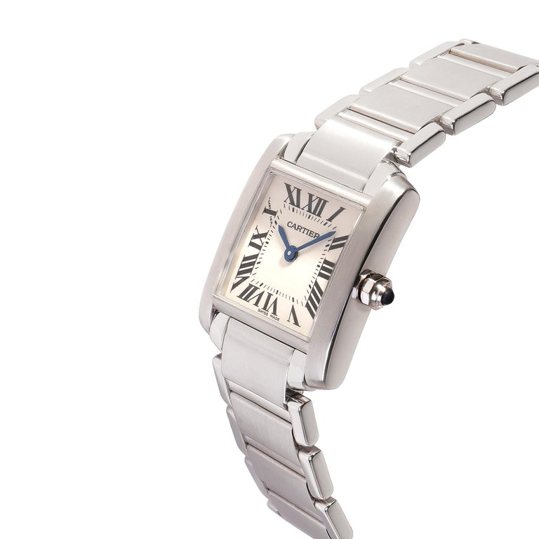 Cartier Tank Francaise W50012S3 Women's Watch in 18kt White Gold In Excellent Condition For Sale In New York, NY